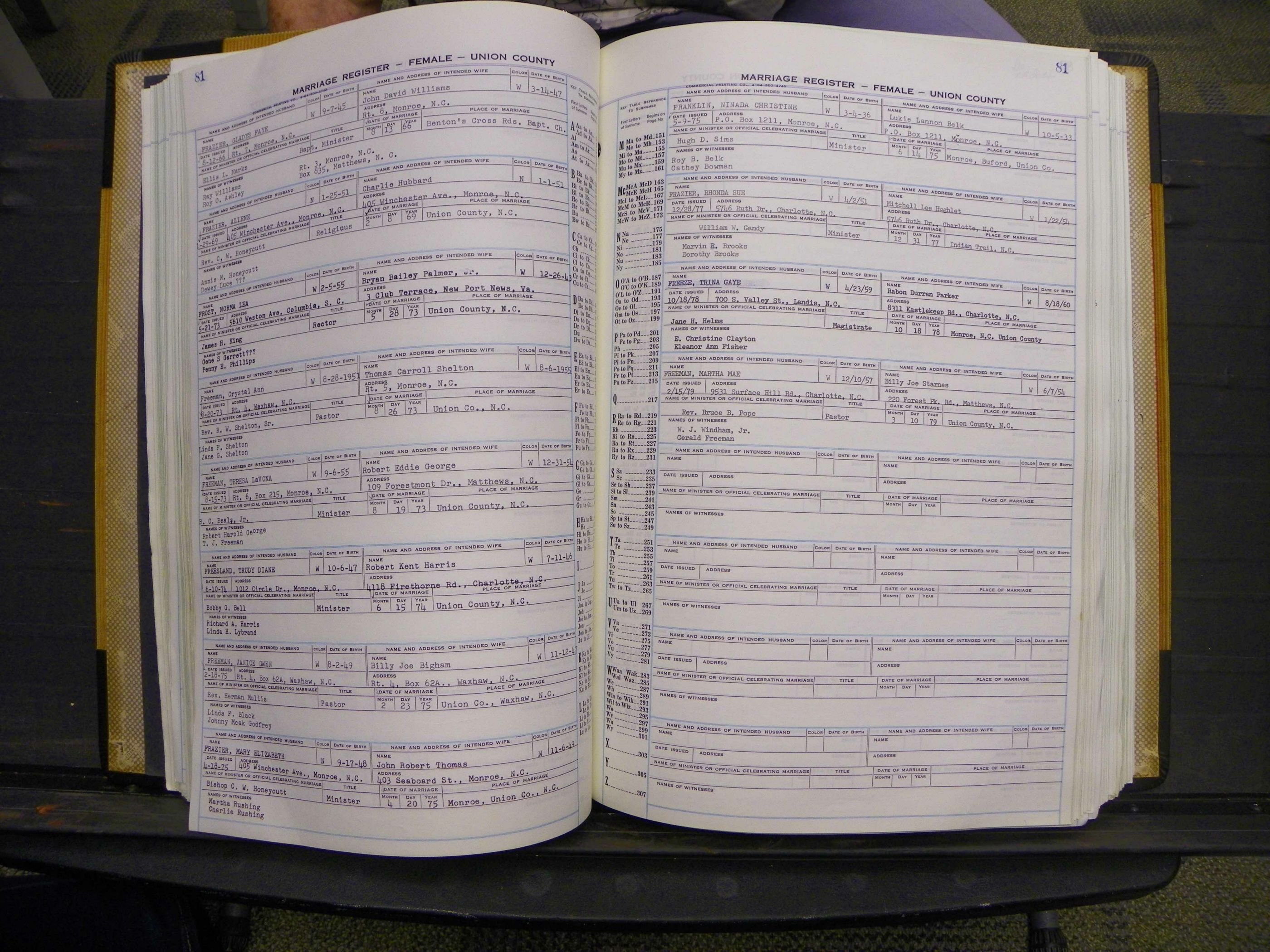 Union Co, NC Marriages Female Index, A-Z, 1966-1979 (87).JPG