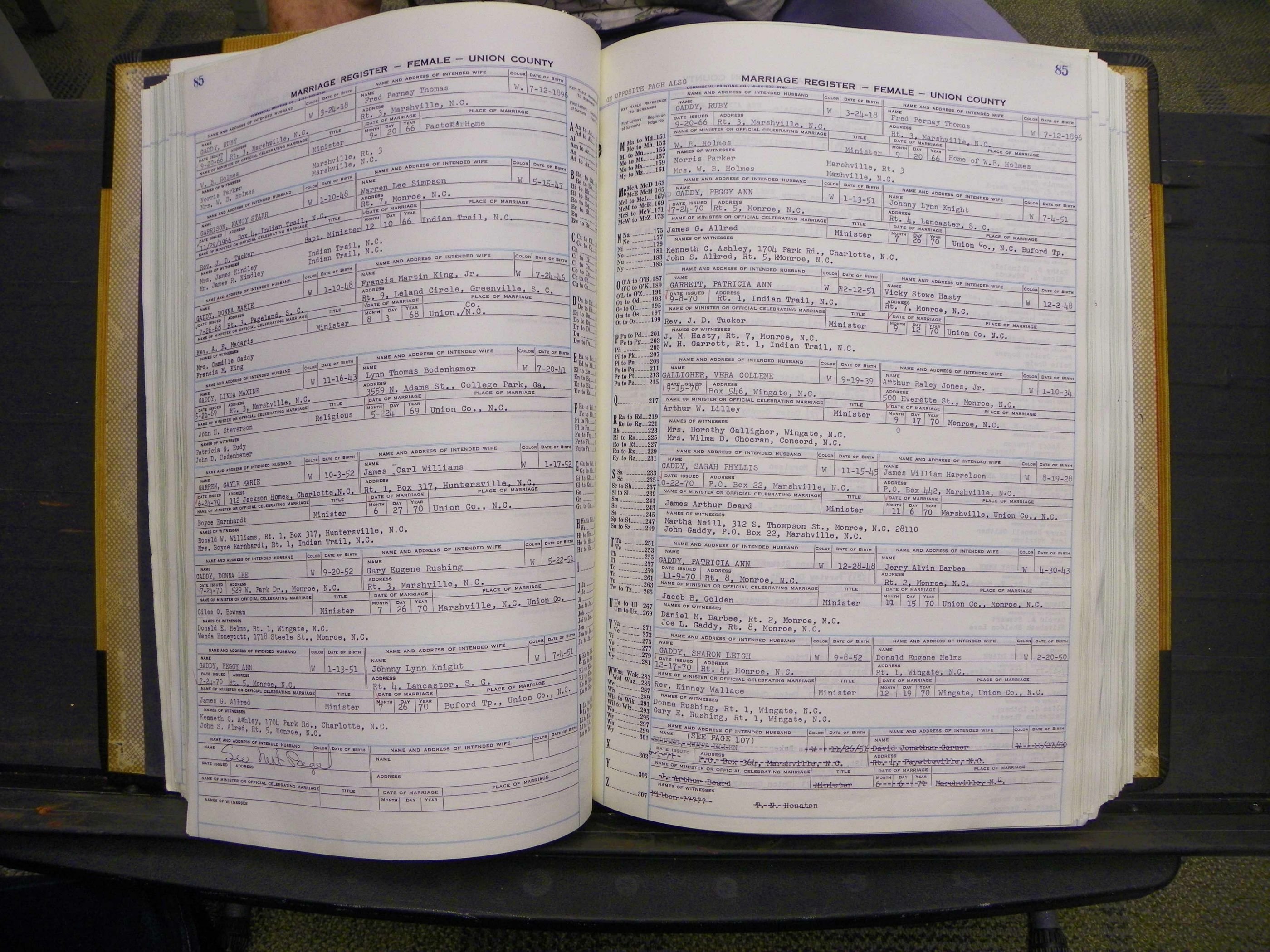 Union Co, NC Marriages Female Index, A-Z, 1966-1979 (91).JPG