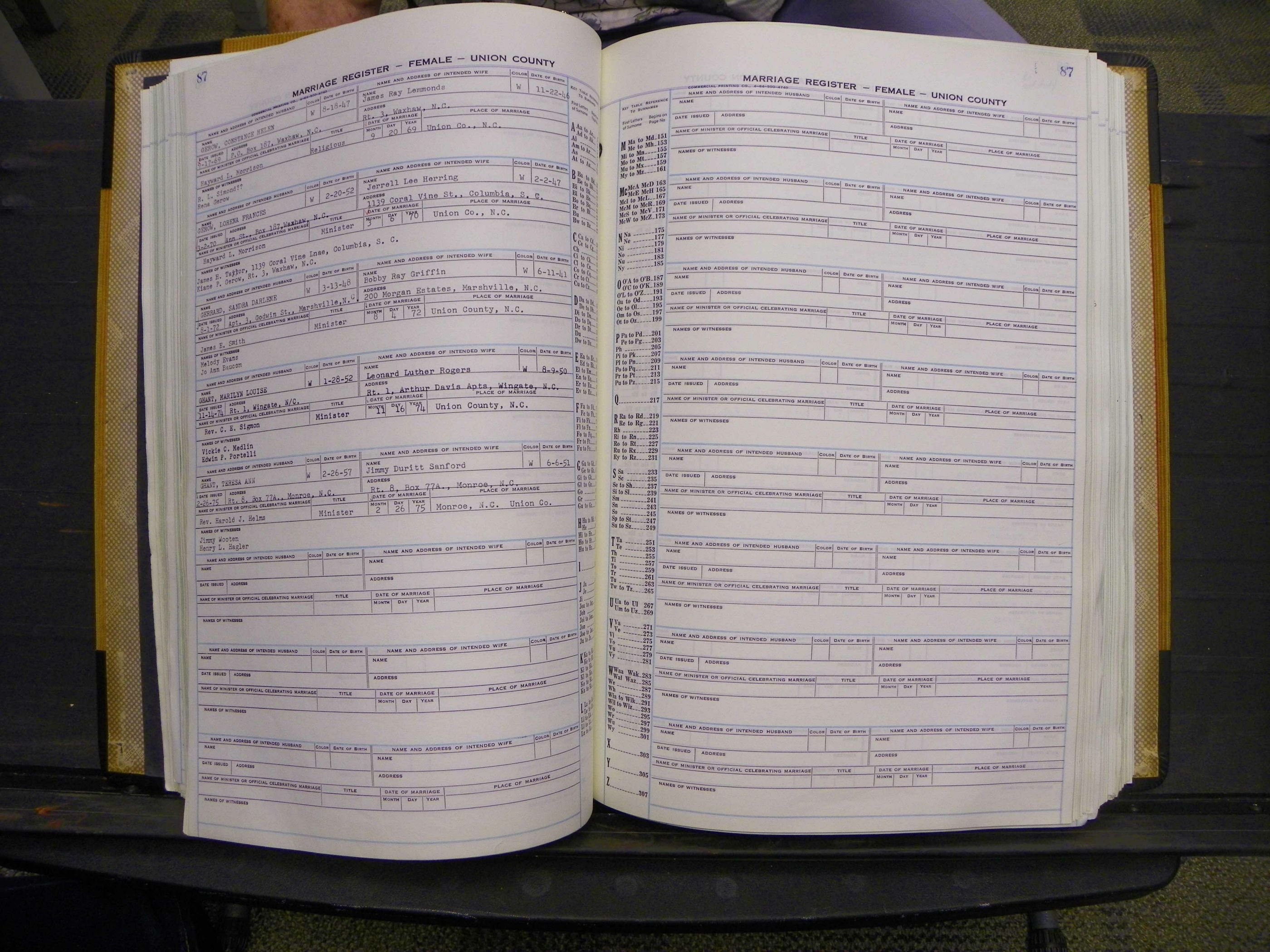 Union Co, NC Marriages Female Index, A-Z, 1966-1979 (93).JPG