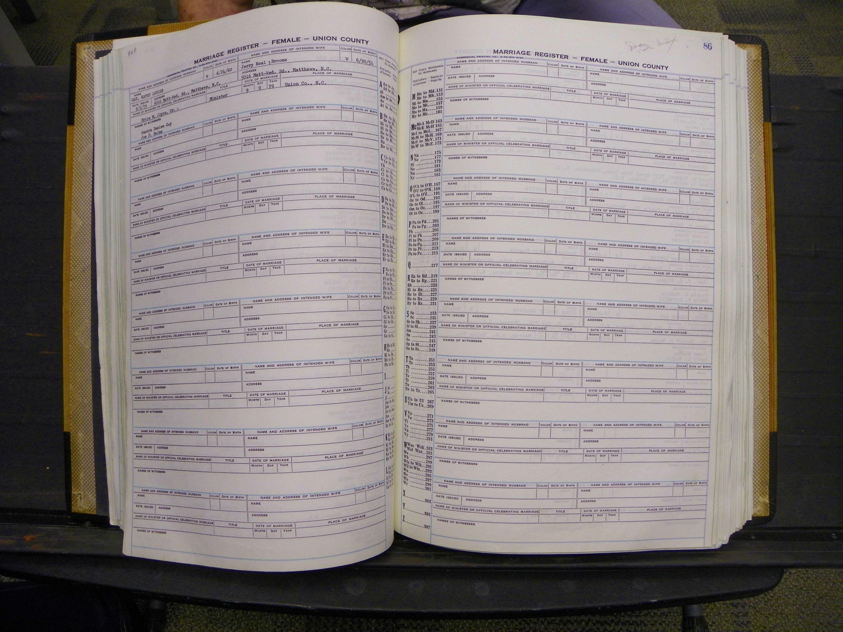 Union Co, NC Marriages Female Index, A-Z, 1966-1979 (94).JPG