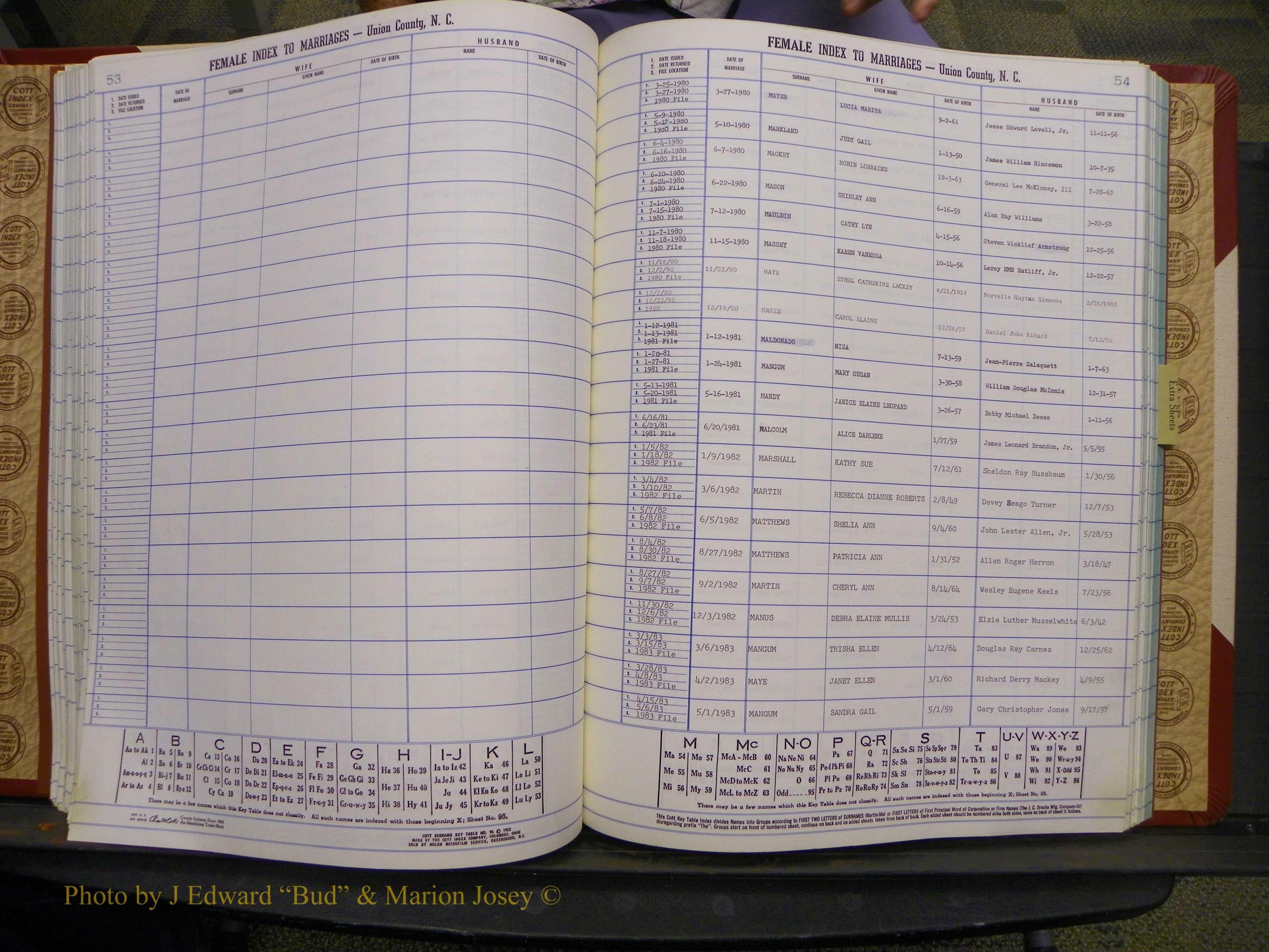 Union Co, NC Marriages Female Index, A-Z, 1980-1993 (116).JPG