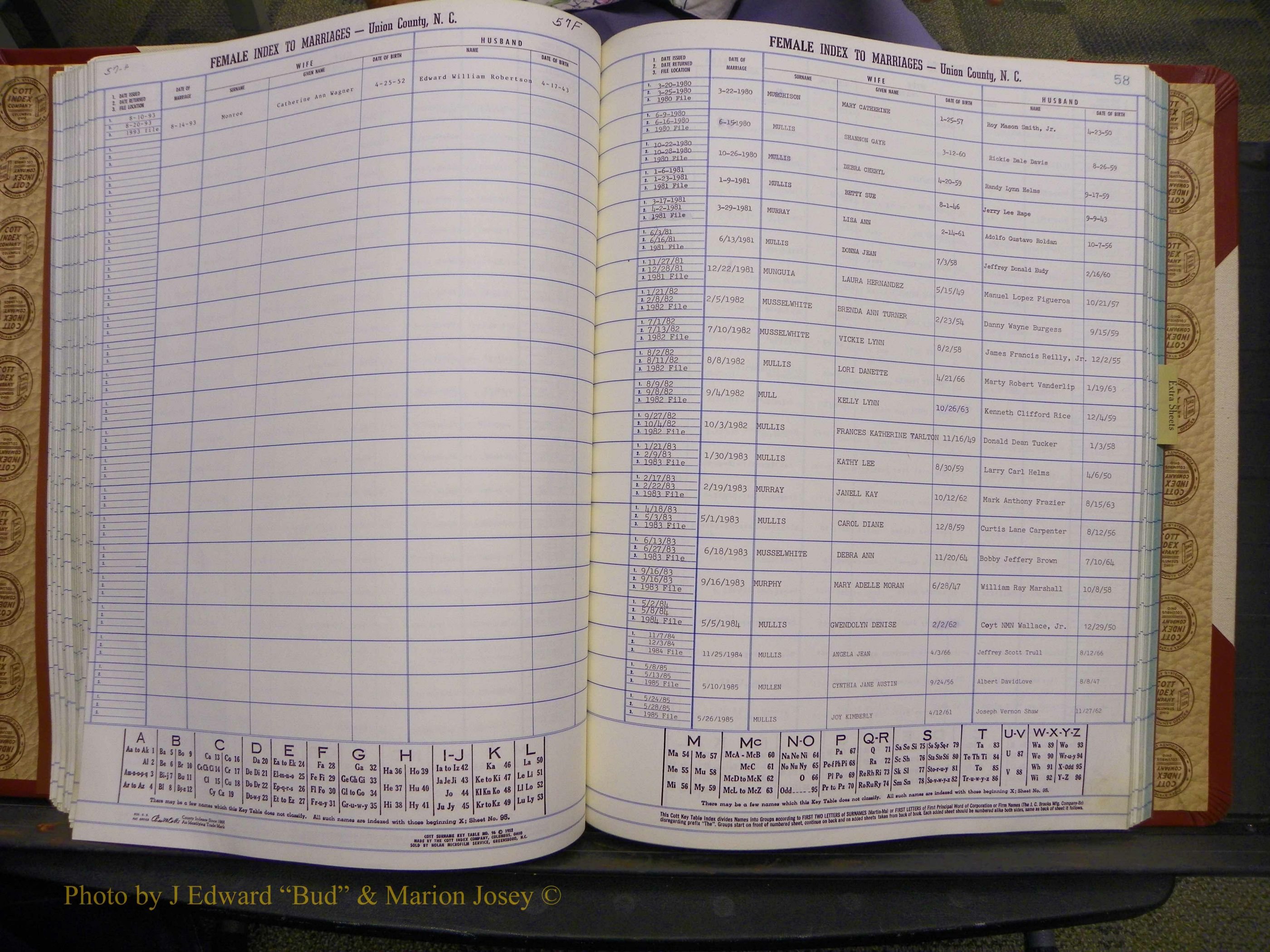 Union Co, NC Marriages Female Index, A-Z, 1980-1993 (126).JPG