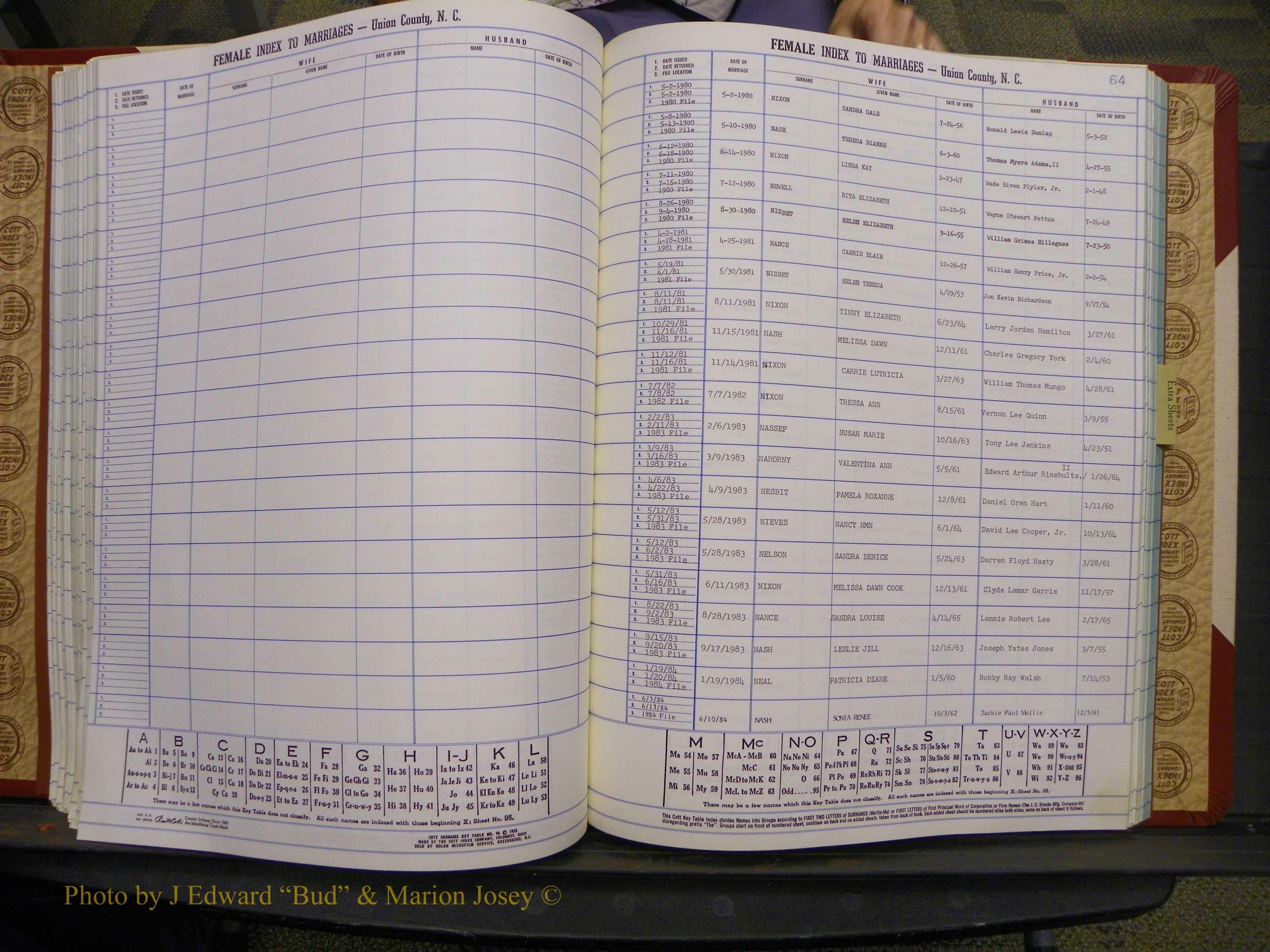 Union Co, NC Marriages Female Index, A-Z, 1980-1993 (136).JPG