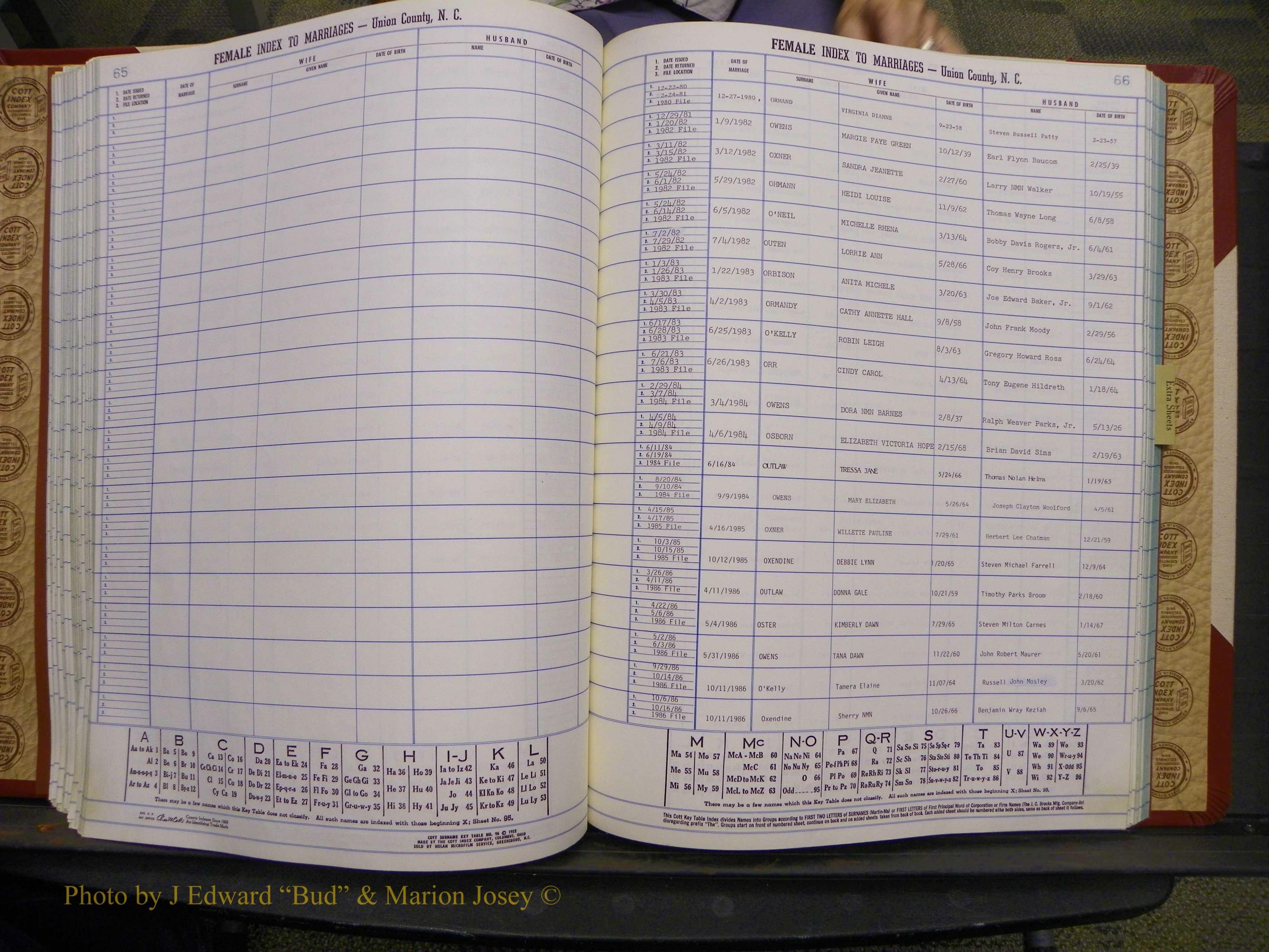 Union Co, NC Marriages Female Index, A-Z, 1980-1993 (140).JPG