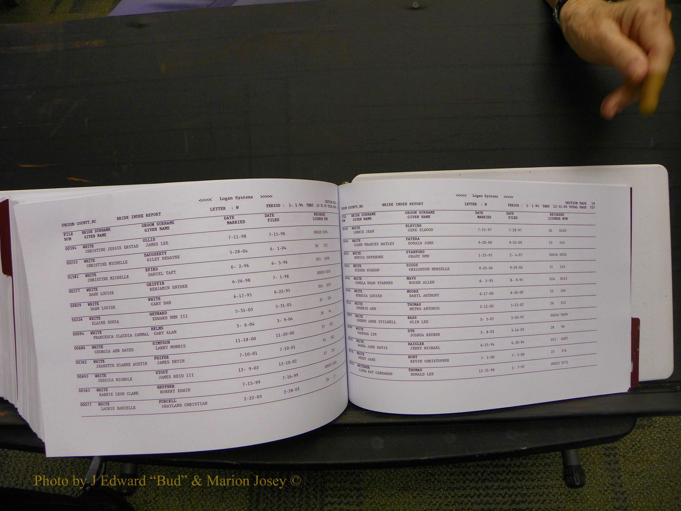 Union Co, NC Marriages Male & Female Index, 1993-2005 (754).JPG