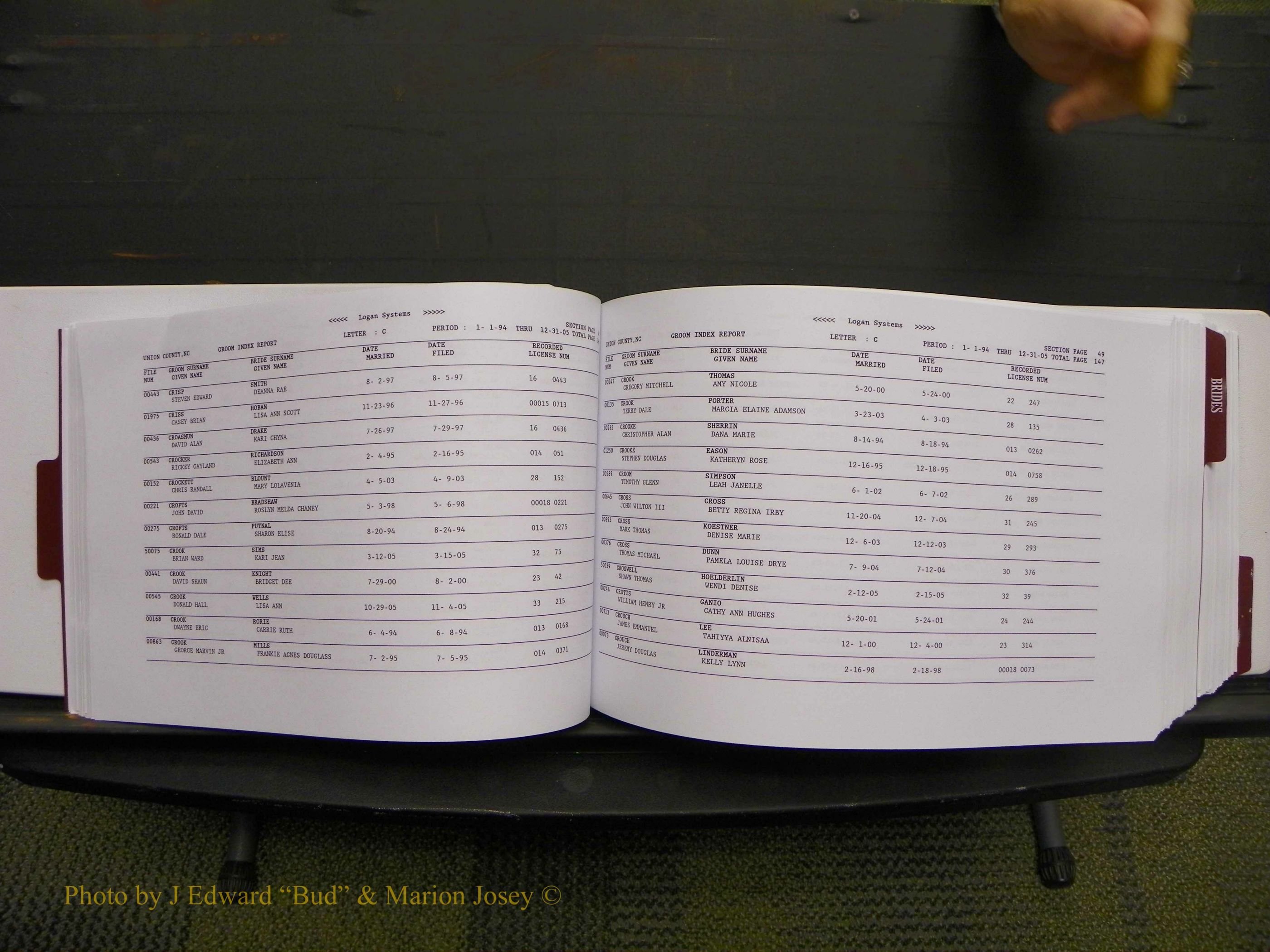 Union Co, NC Marriages Male & Female Index, 1993-2005 (78).JPG