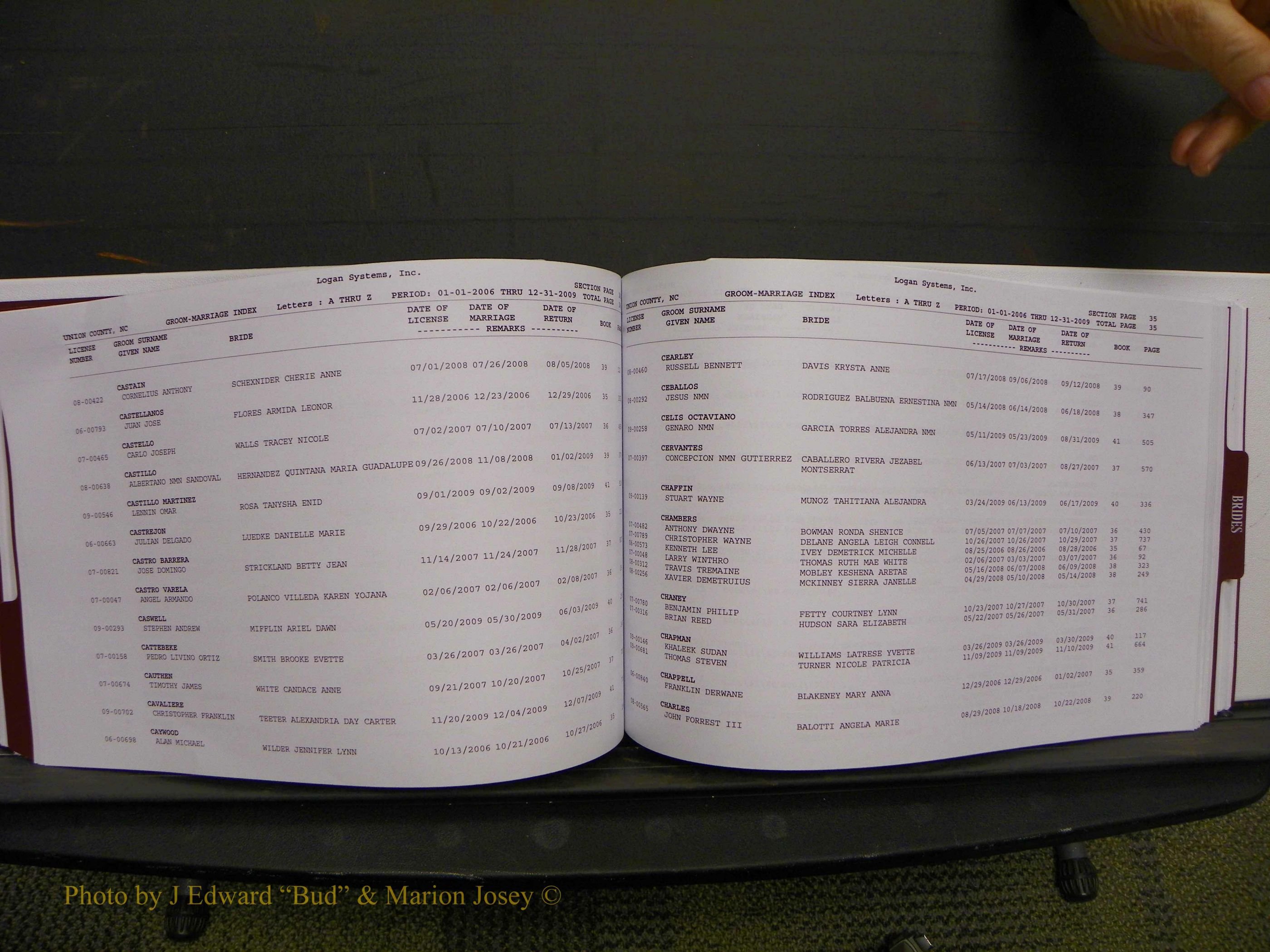 Union Co, NC Marriages Male & Female Index, 2006-2010 (145).JPG