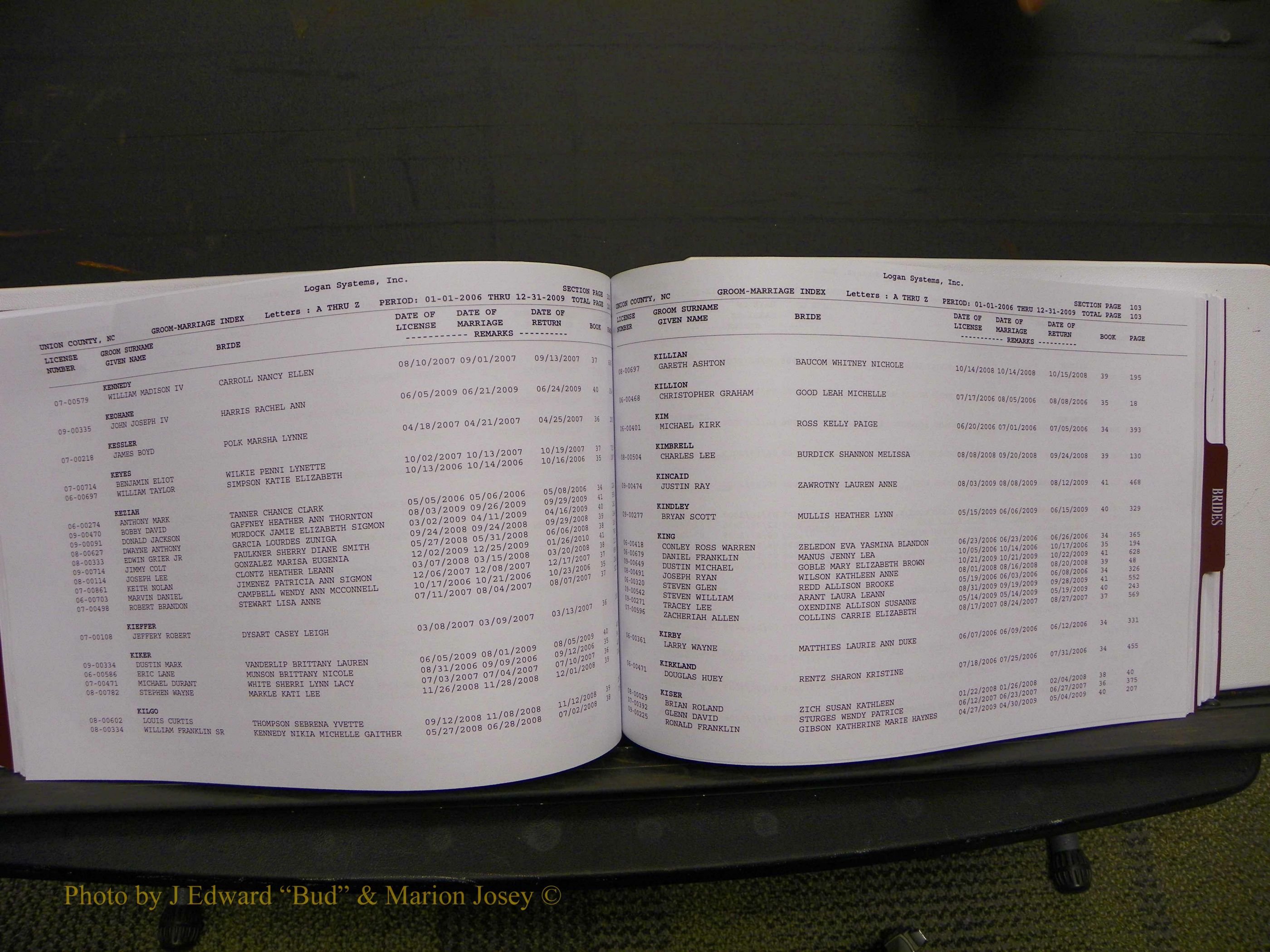 Union Co, NC Marriages Male & Female Index, 2006-2010 (179).JPG
