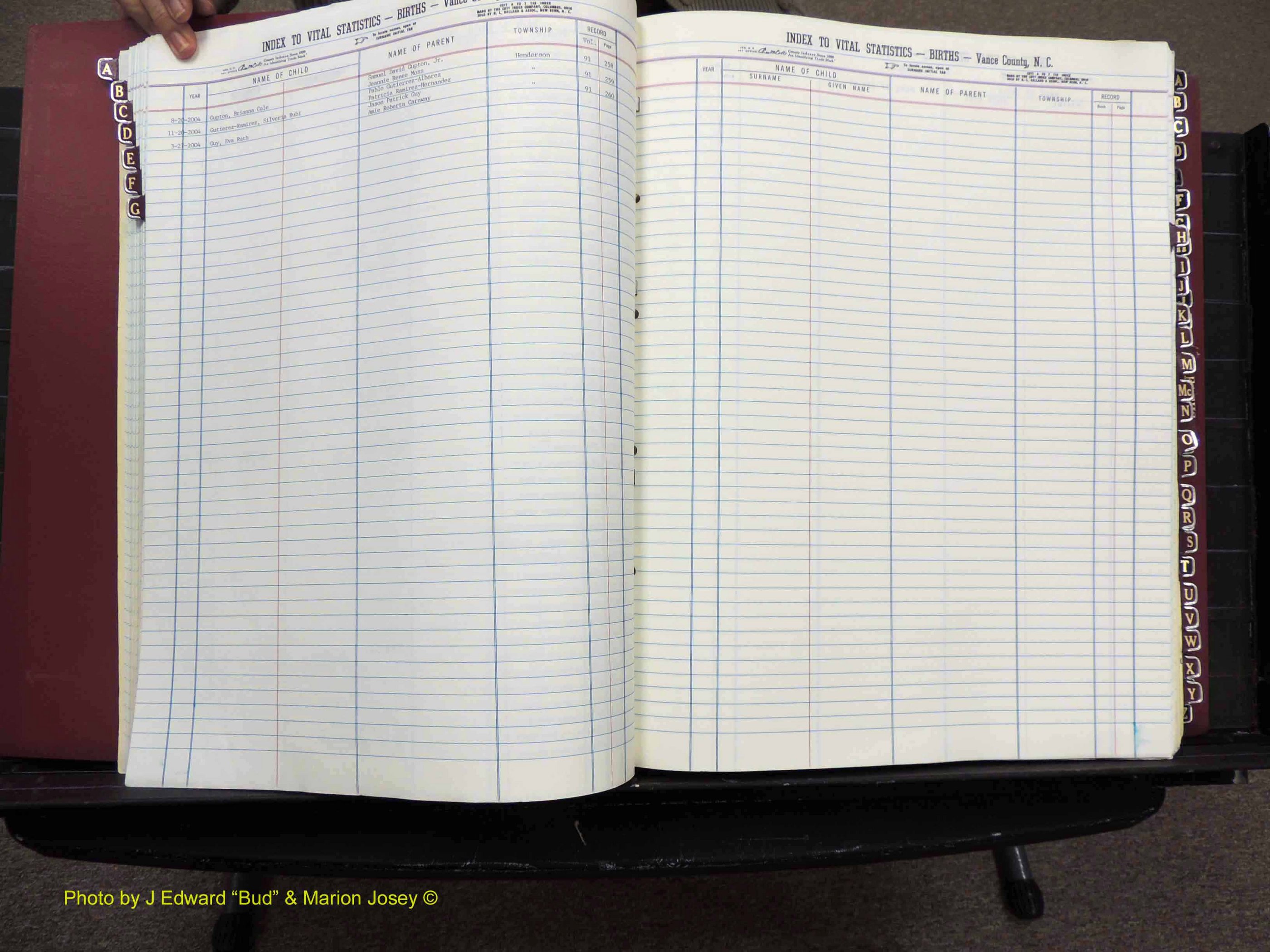 Vance Co, NC,  Births & Deaths, A-Z, 2001-2004 (120).JPG