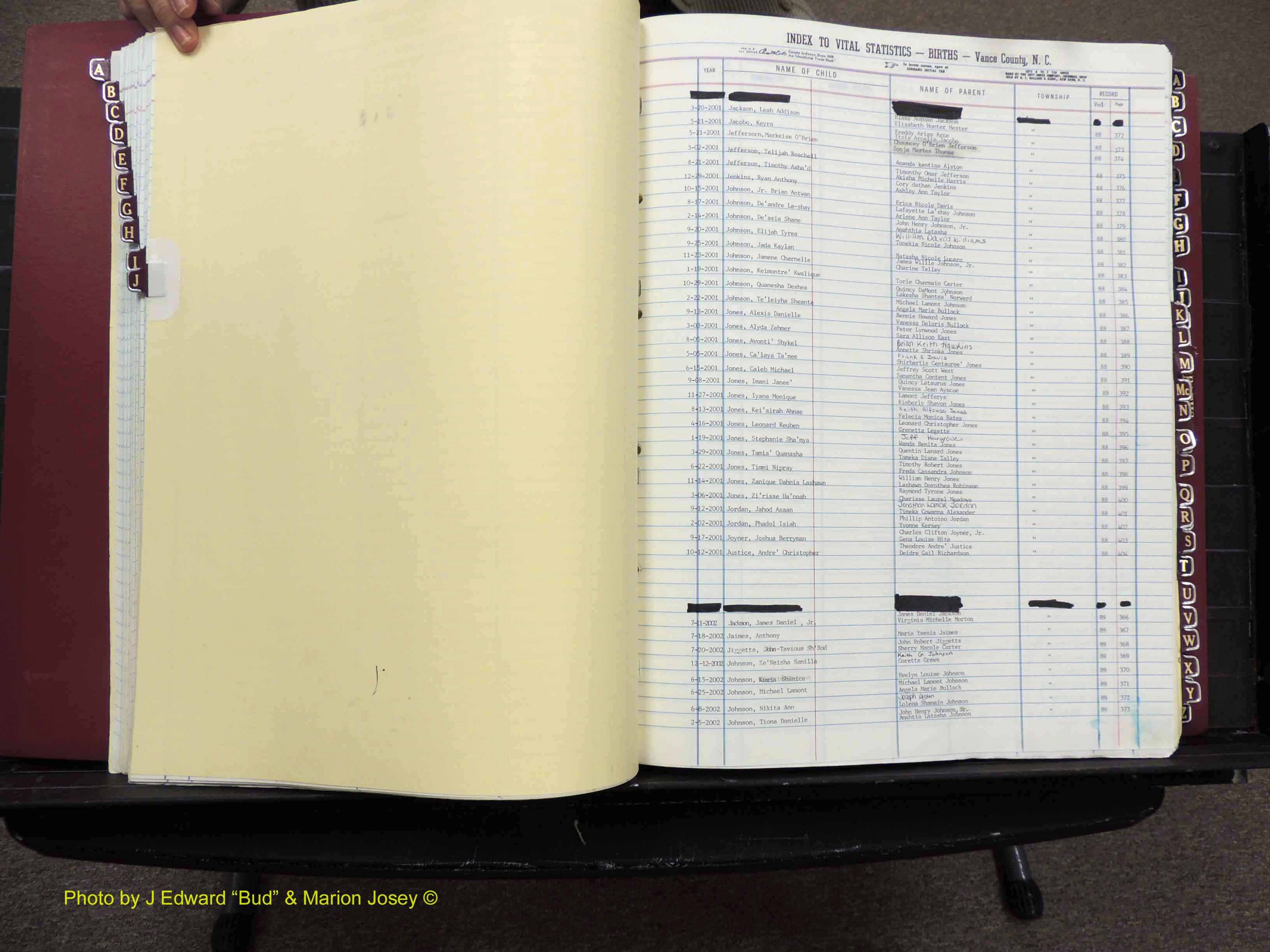 Vance Co, NC,  Births & Deaths, A-Z, 2001-2004 (127).JPG