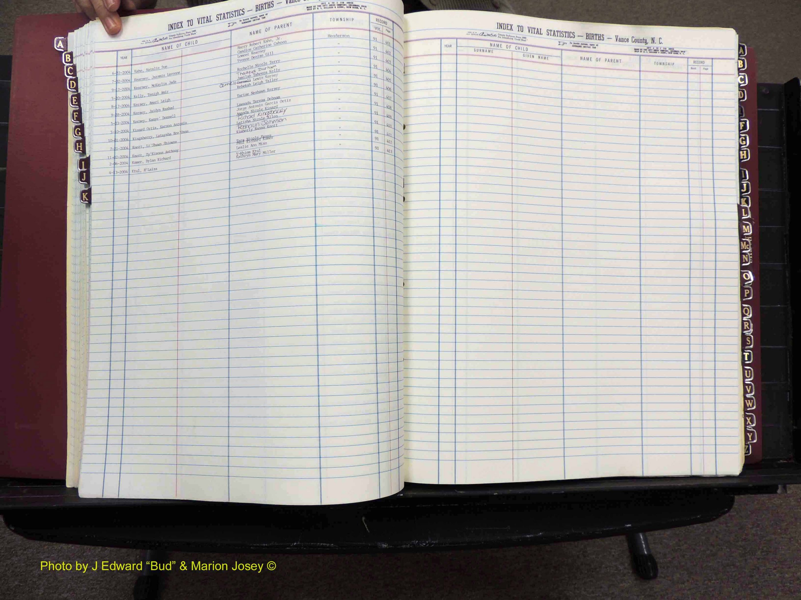 Vance Co, NC,  Births & Deaths, A-Z, 2001-2004 (132).JPG