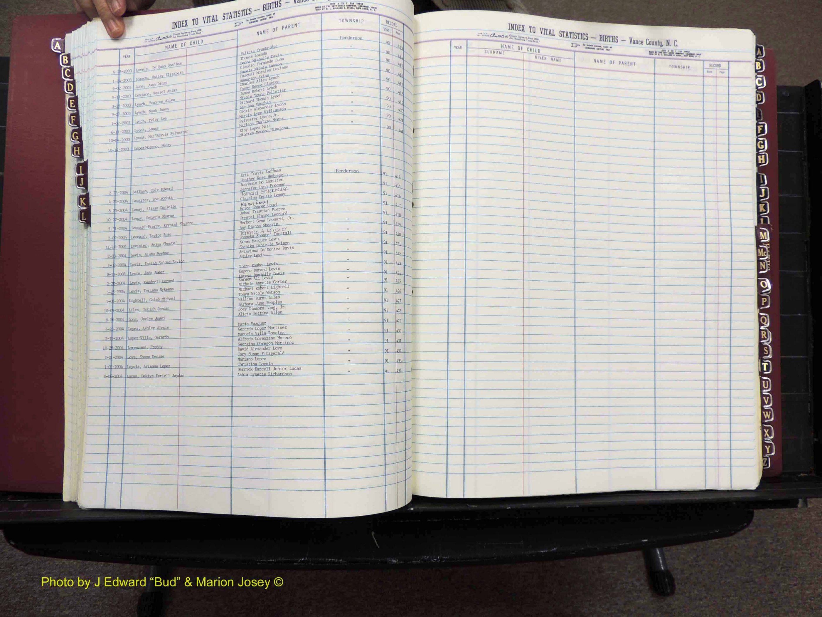 Vance Co, NC,  Births & Deaths, A-Z, 2001-2004 (135).JPG