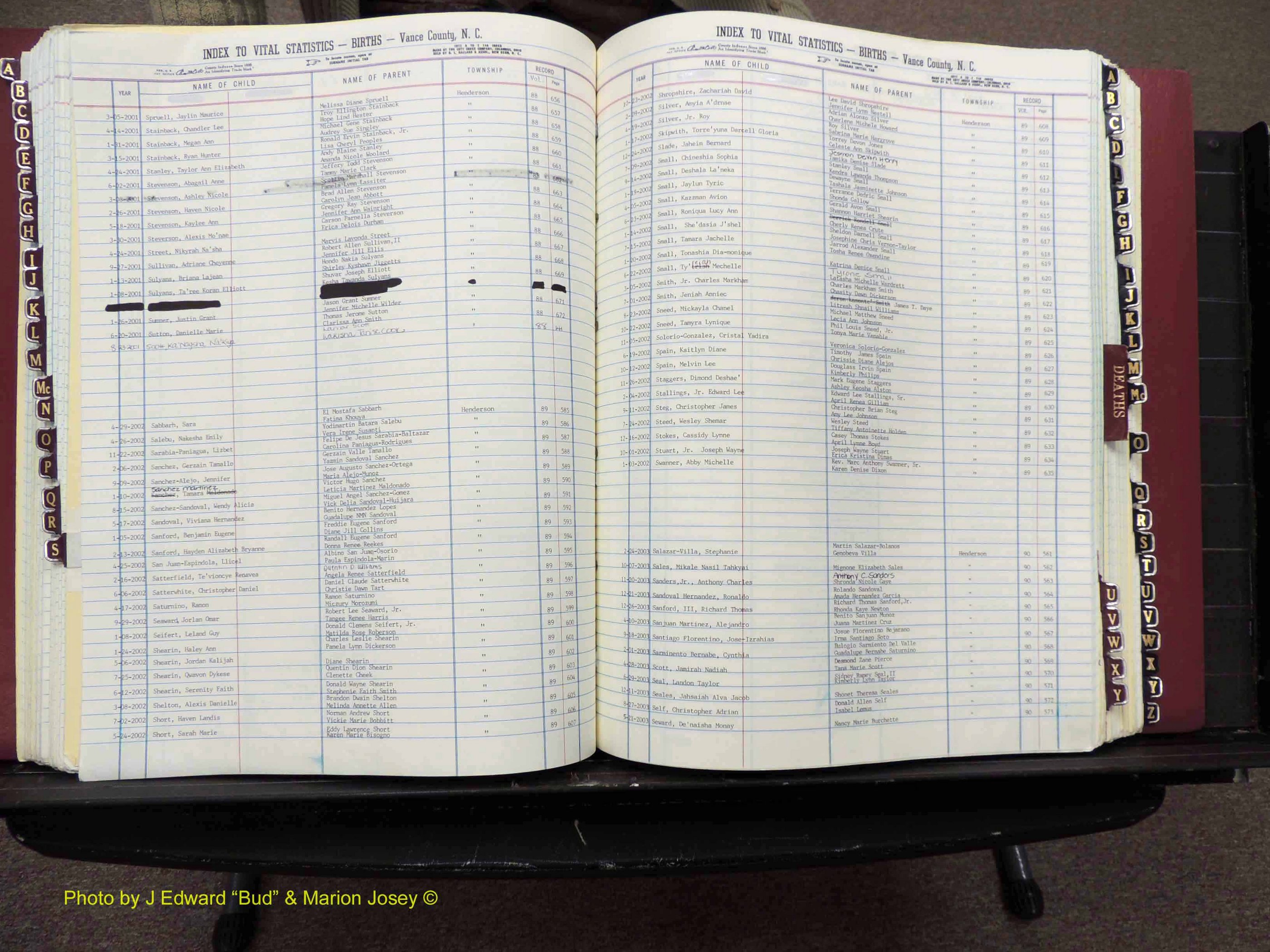 Vance Co, NC,  Births & Deaths, A-Z, 2001-2004 (153).JPG