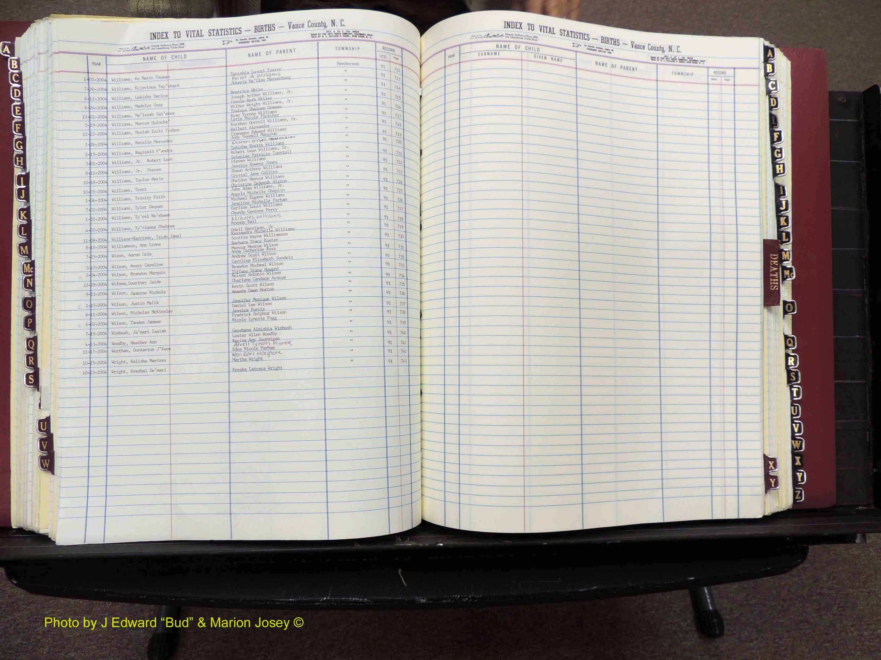 Vance Co, NC,  Births & Deaths, A-Z, 2001-2004 (165).JPG