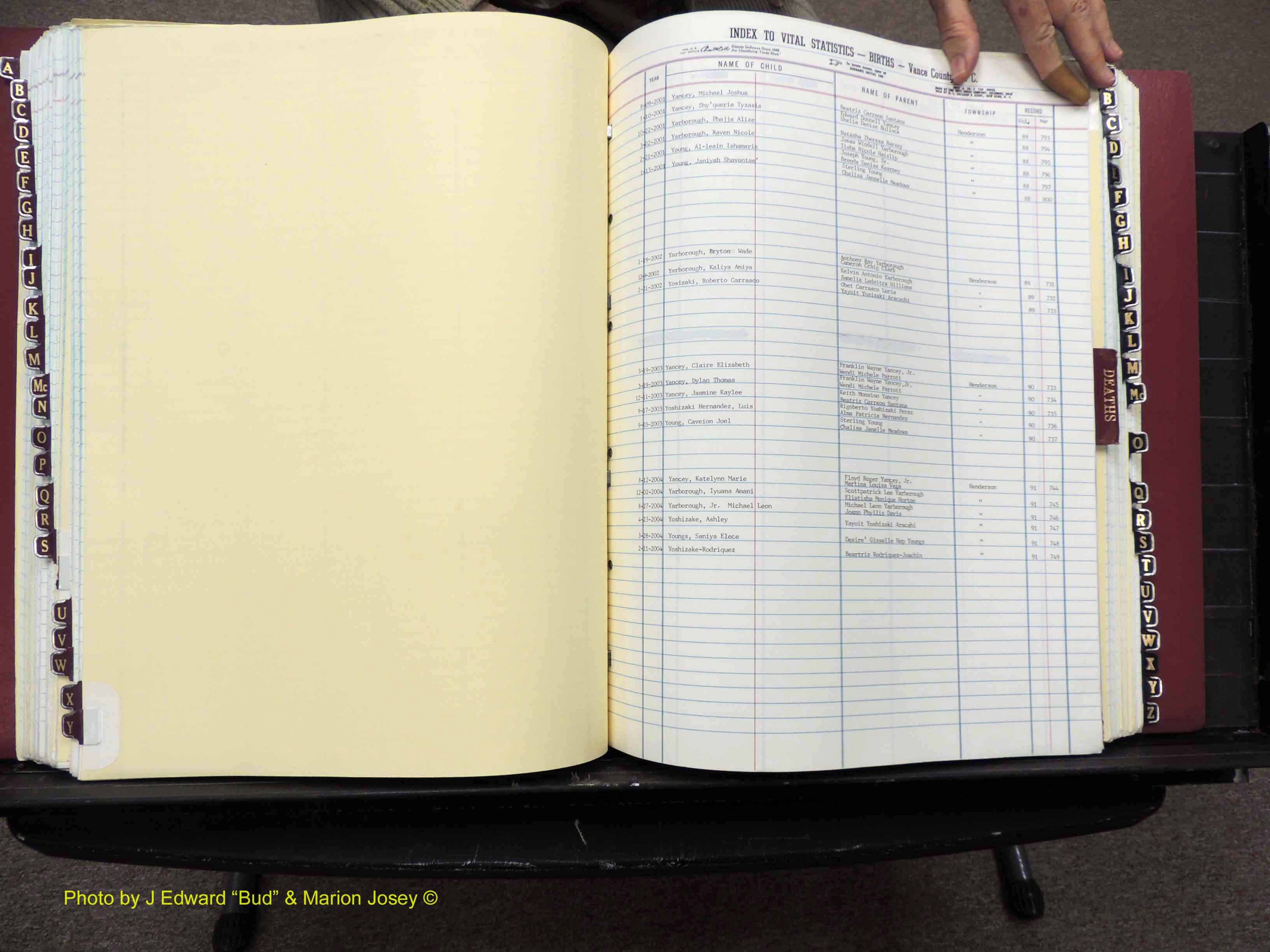 Vance Co, NC,  Births & Deaths, A-Z, 2001-2004 (167).JPG