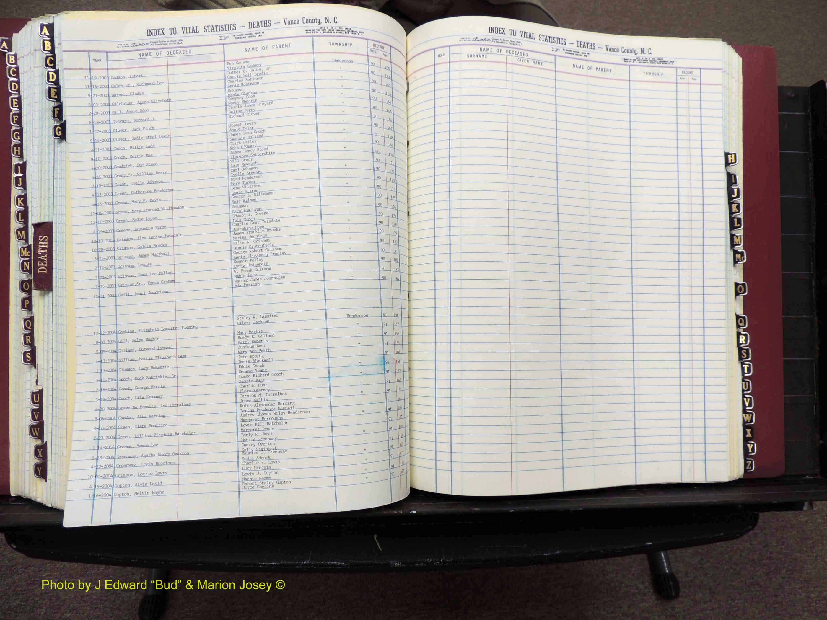 Vance Co, NC,  Births & Deaths, A-Z, 2001-2004 (183).JPG