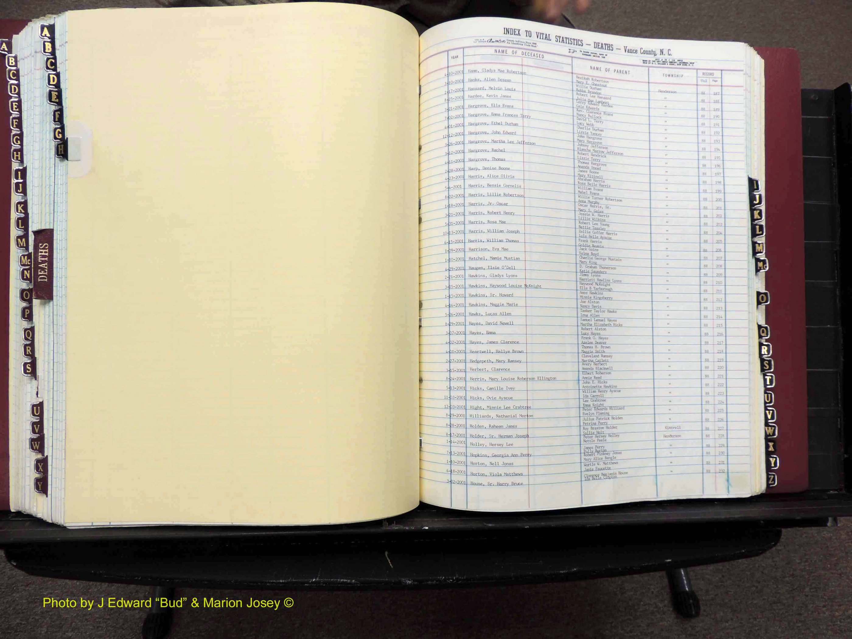 Vance Co, NC,  Births & Deaths, A-Z, 2001-2004 (184).JPG