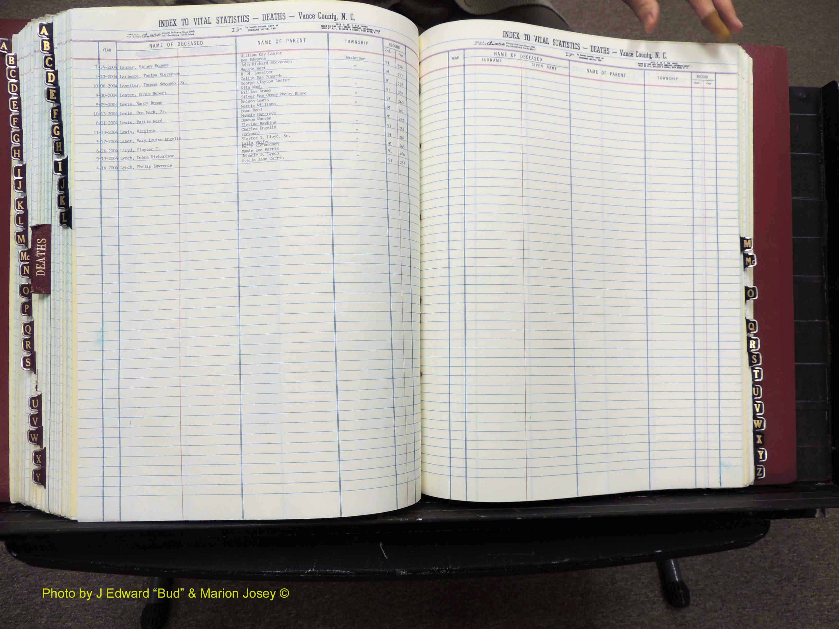 Vance Co, NC,  Births & Deaths, A-Z, 2001-2004 (193).JPG