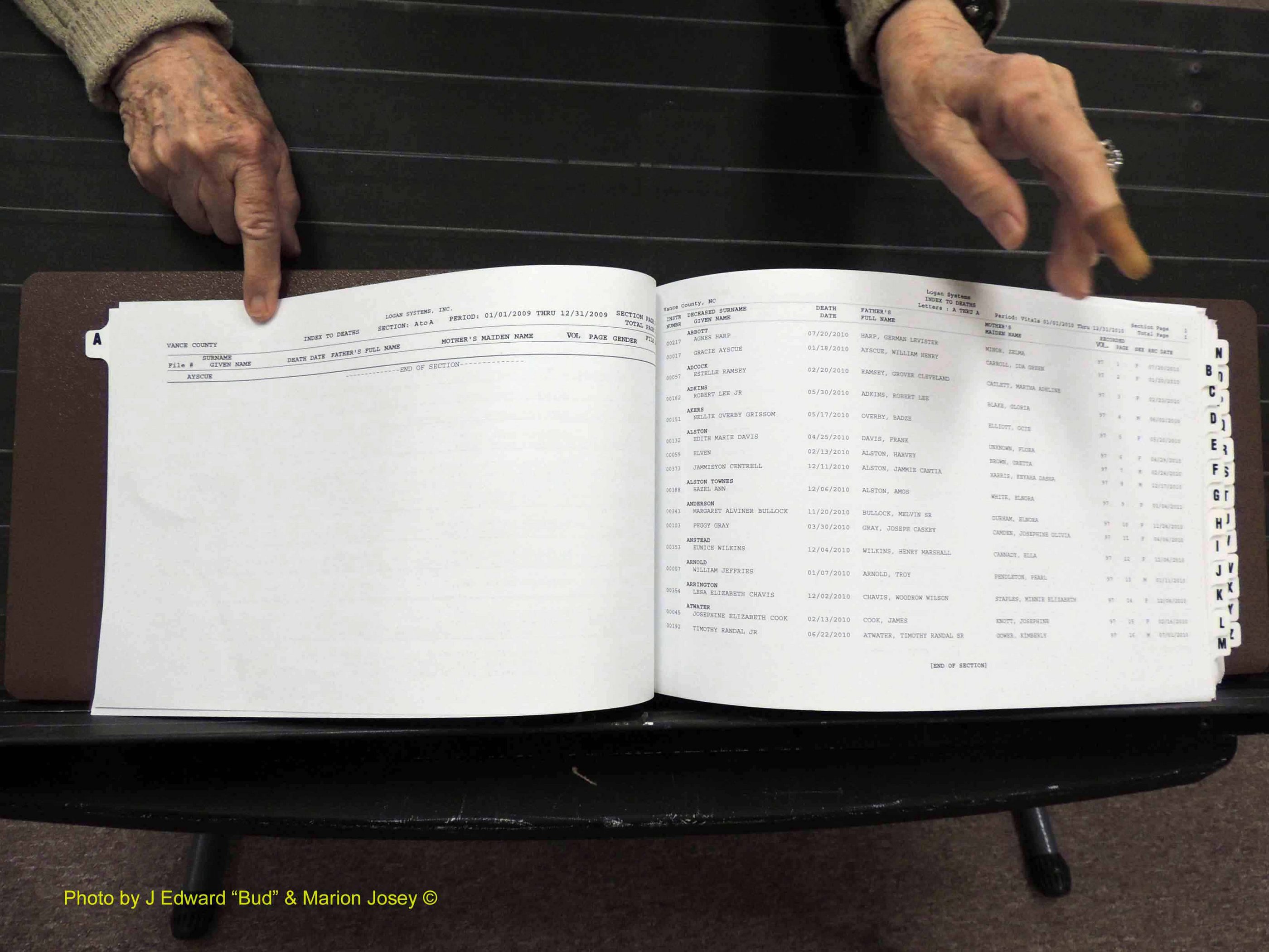 Vance Co, NC, Deaths, A-Z, 2005-2012 (106).JPG