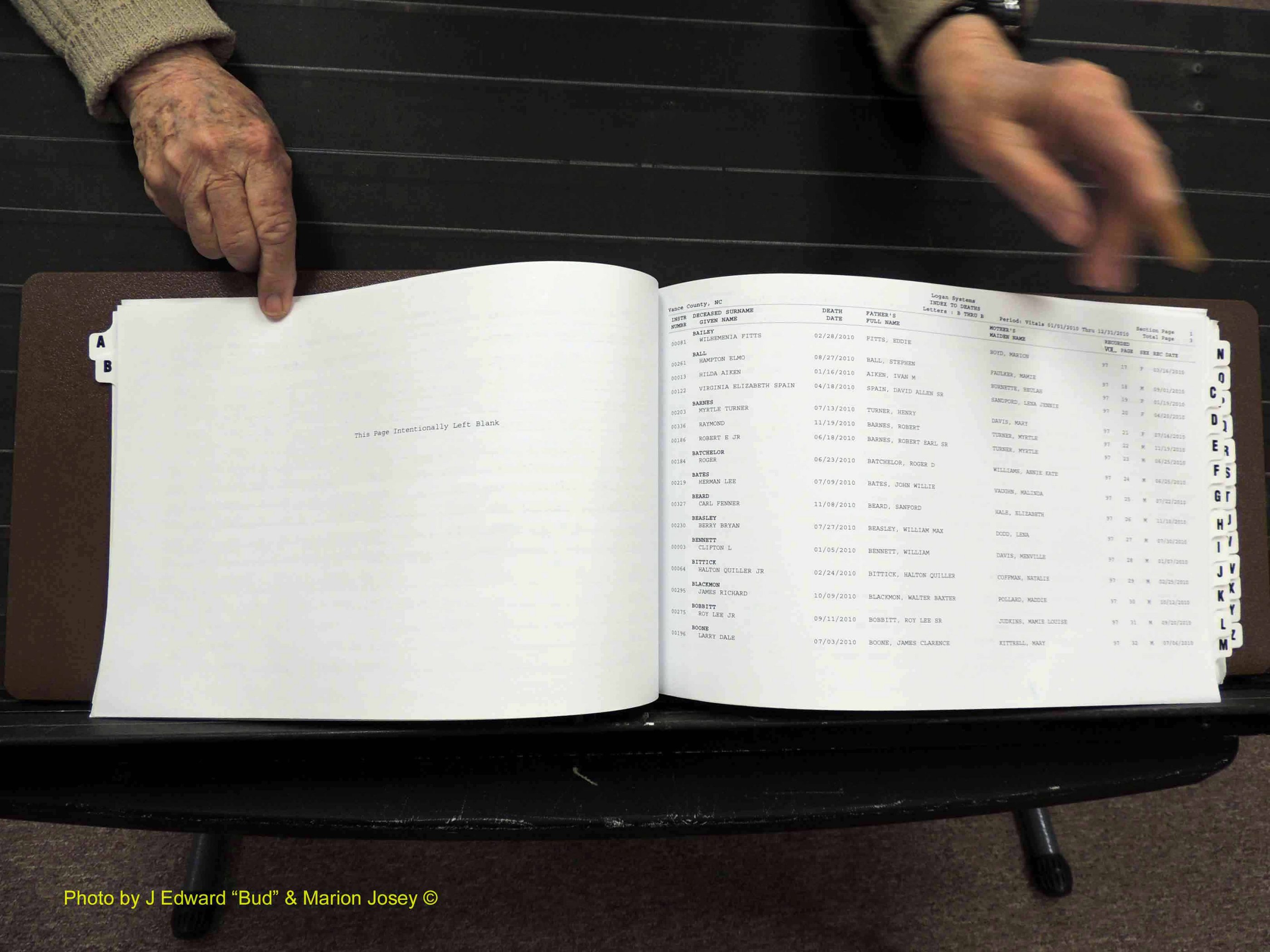 Vance Co, NC, Deaths, A-Z, 2005-2012 (121).JPG