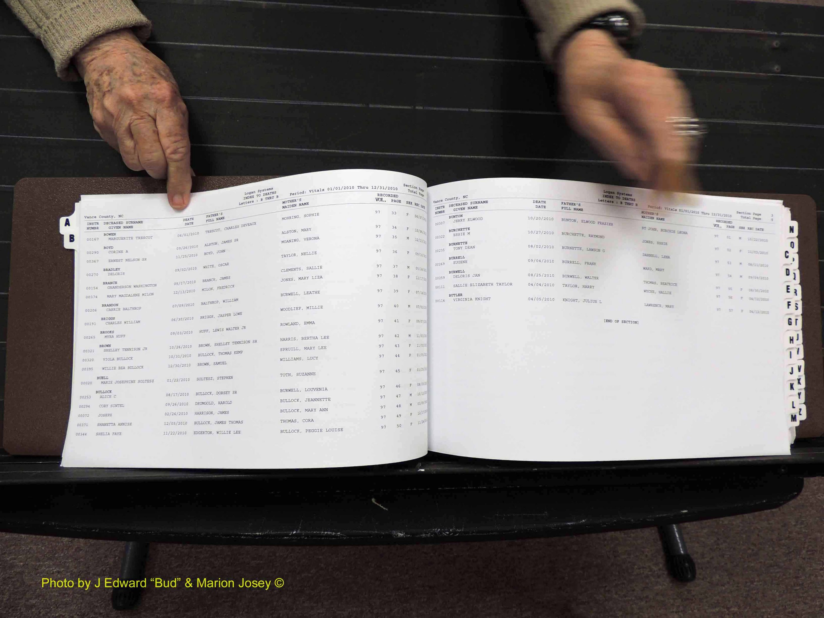Vance Co, NC, Deaths, A-Z, 2005-2012 (122).JPG