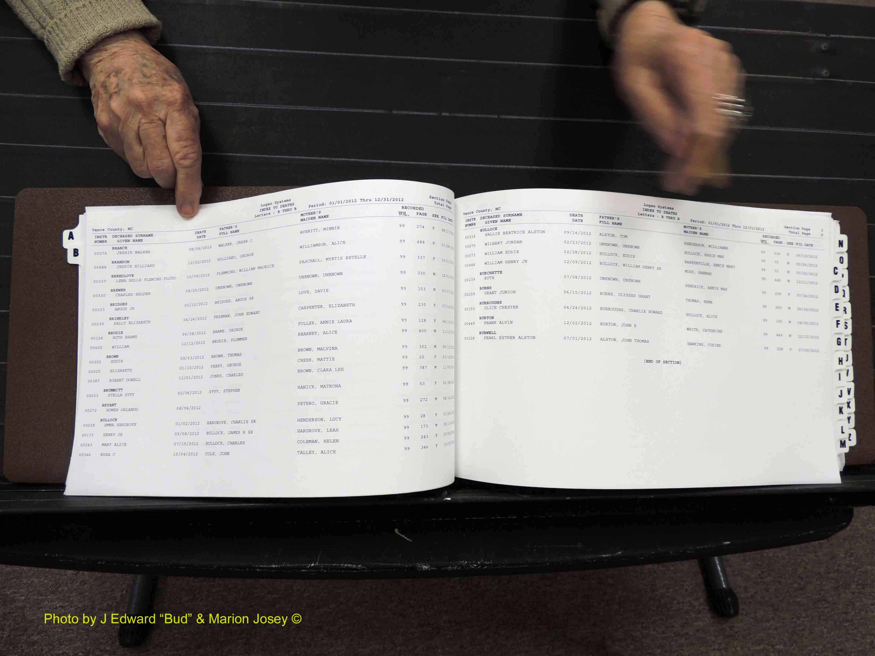 Vance Co, NC, Deaths, A-Z, 2005-2012 (125).JPG