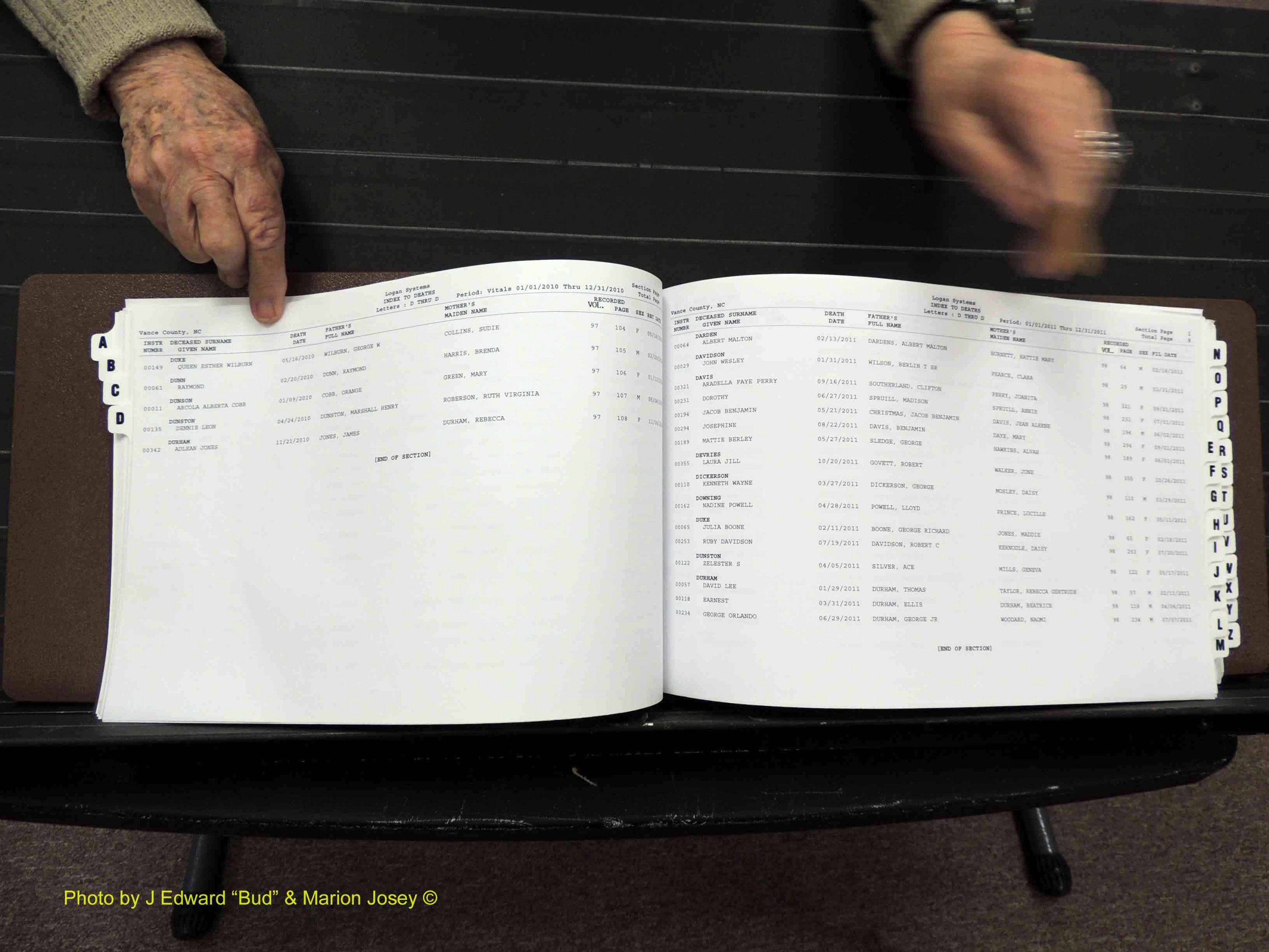 Vance Co, NC, Deaths, A-Z, 2005-2012 (143).JPG