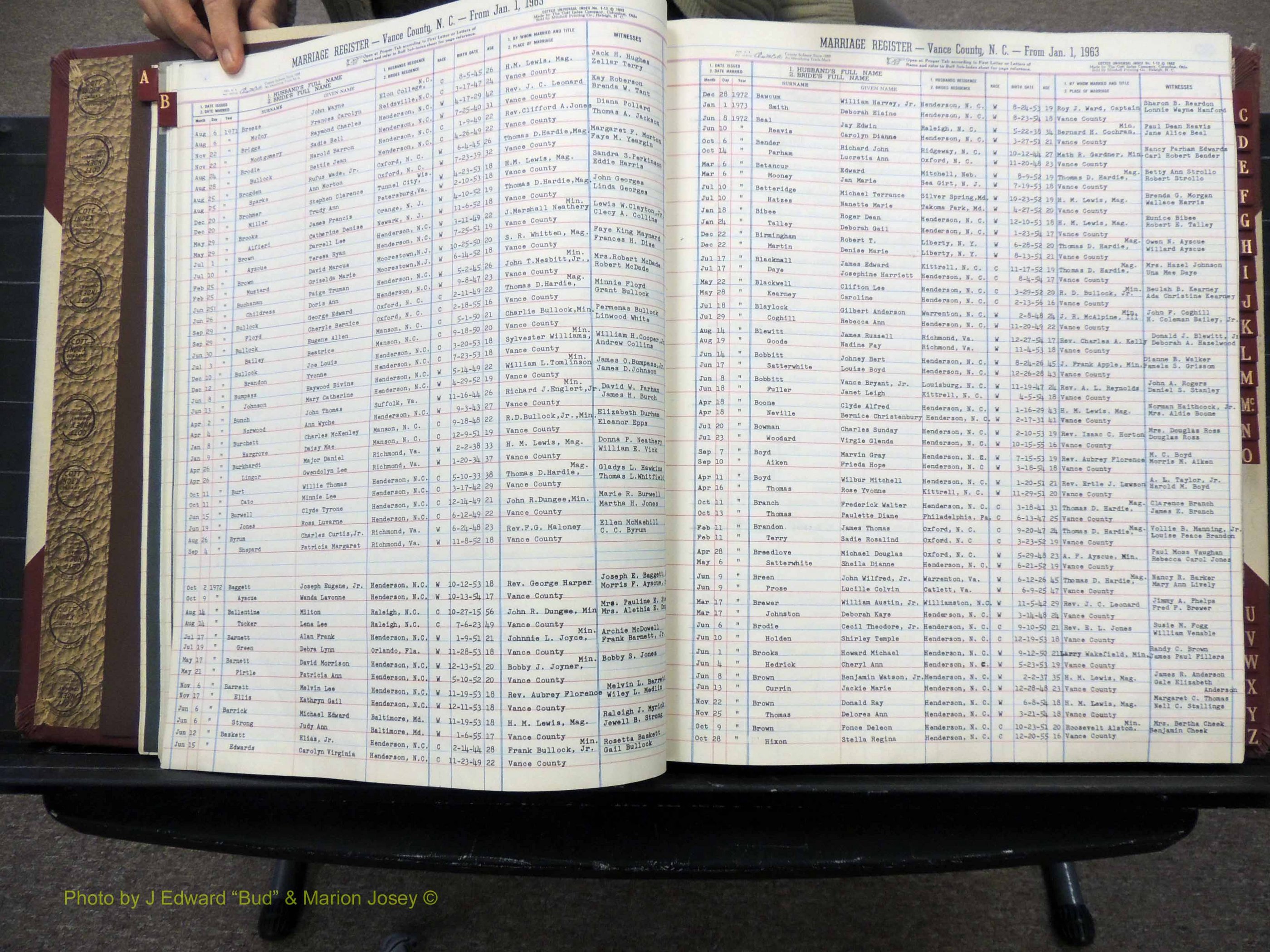 Vance Co, NC, Marriages, A-Z, 1963-1978 (116).JPG