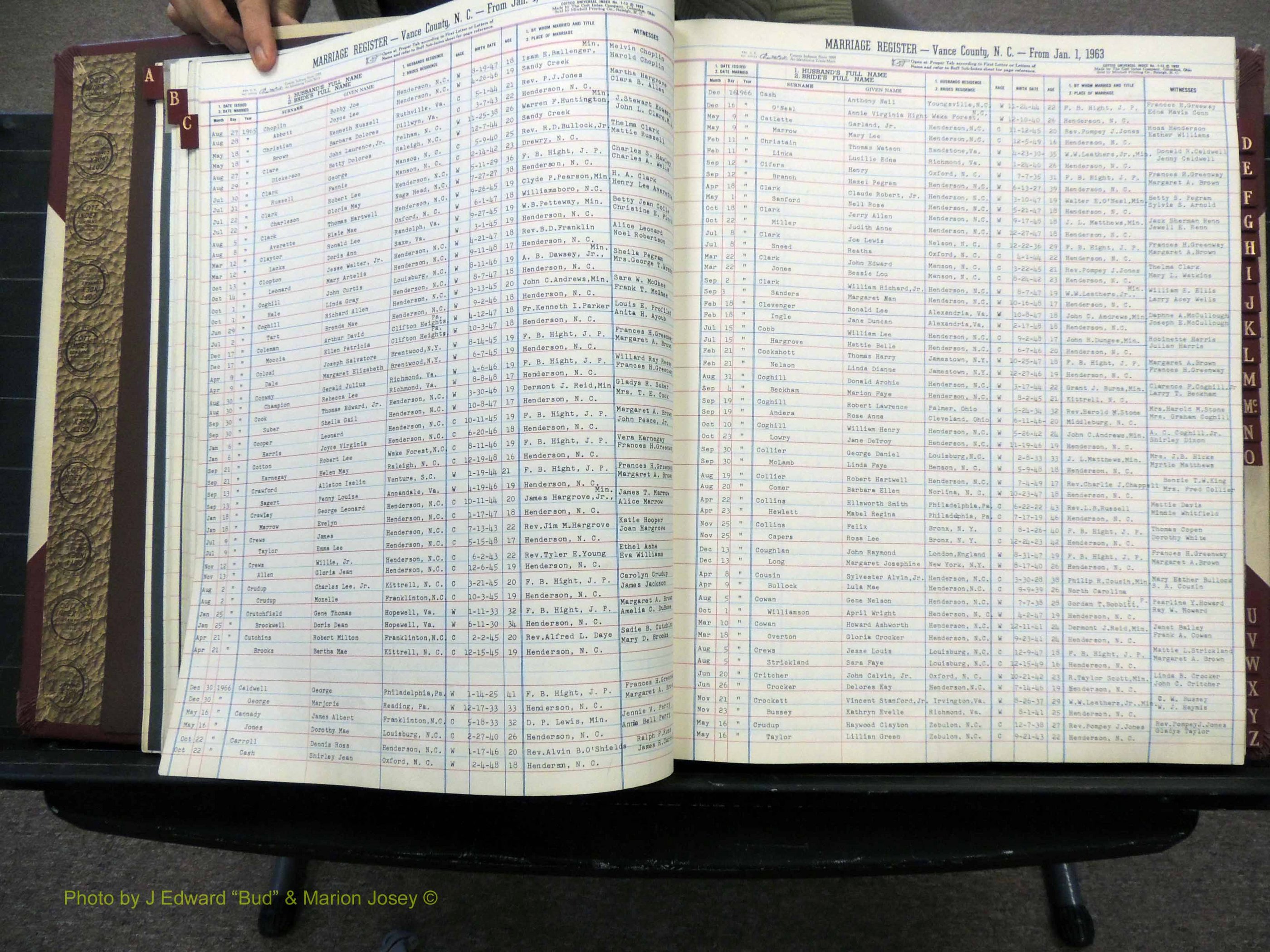 Vance Co, NC, Marriages, A-Z, 1963-1978 (123).JPG