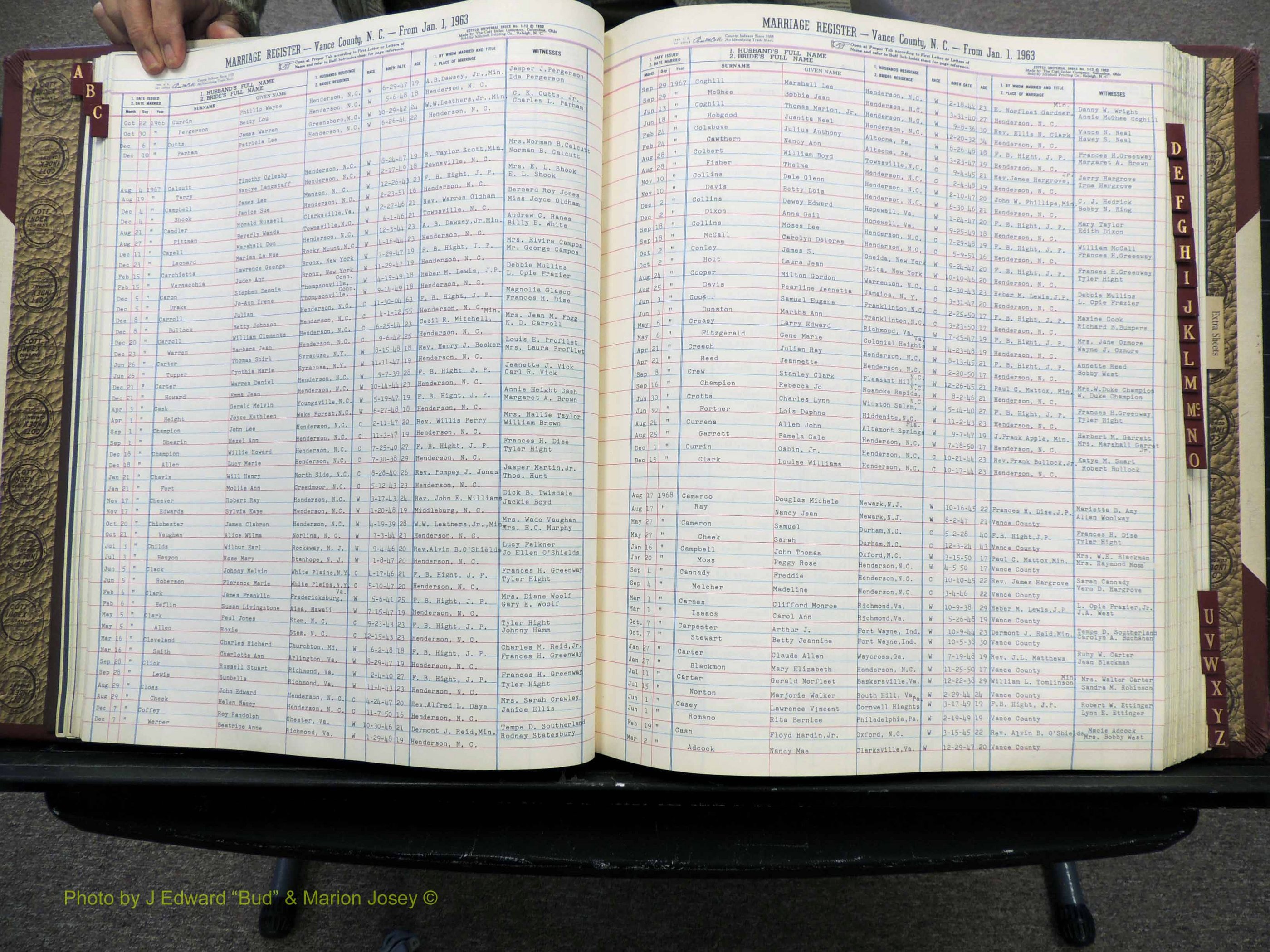 Vance Co, NC, Marriages, A-Z, 1963-1978 (124).JPG