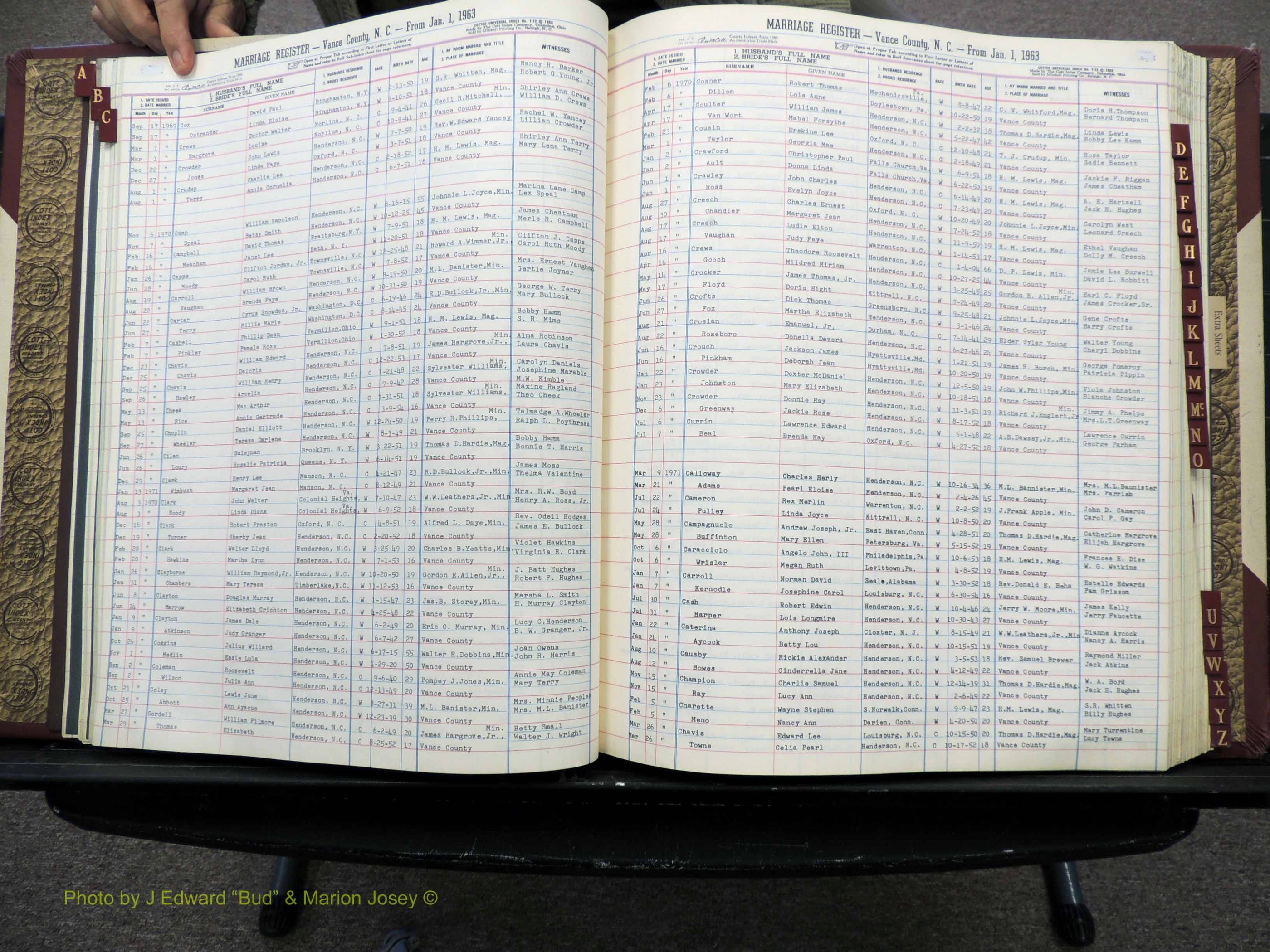 Vance Co, NC, Marriages, A-Z, 1963-1978 (126).JPG