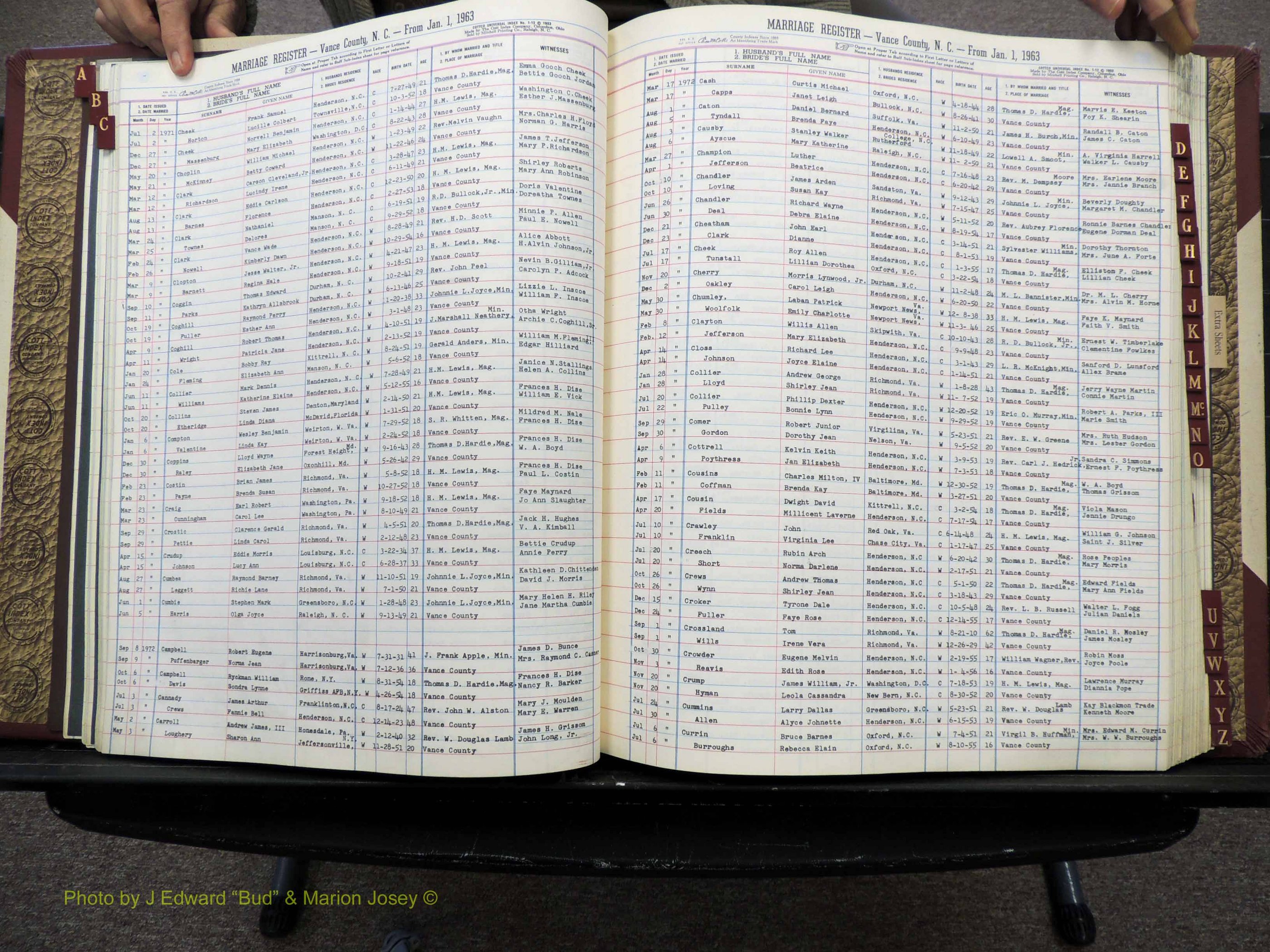 Vance Co, NC, Marriages, A-Z, 1963-1978 (127).JPG