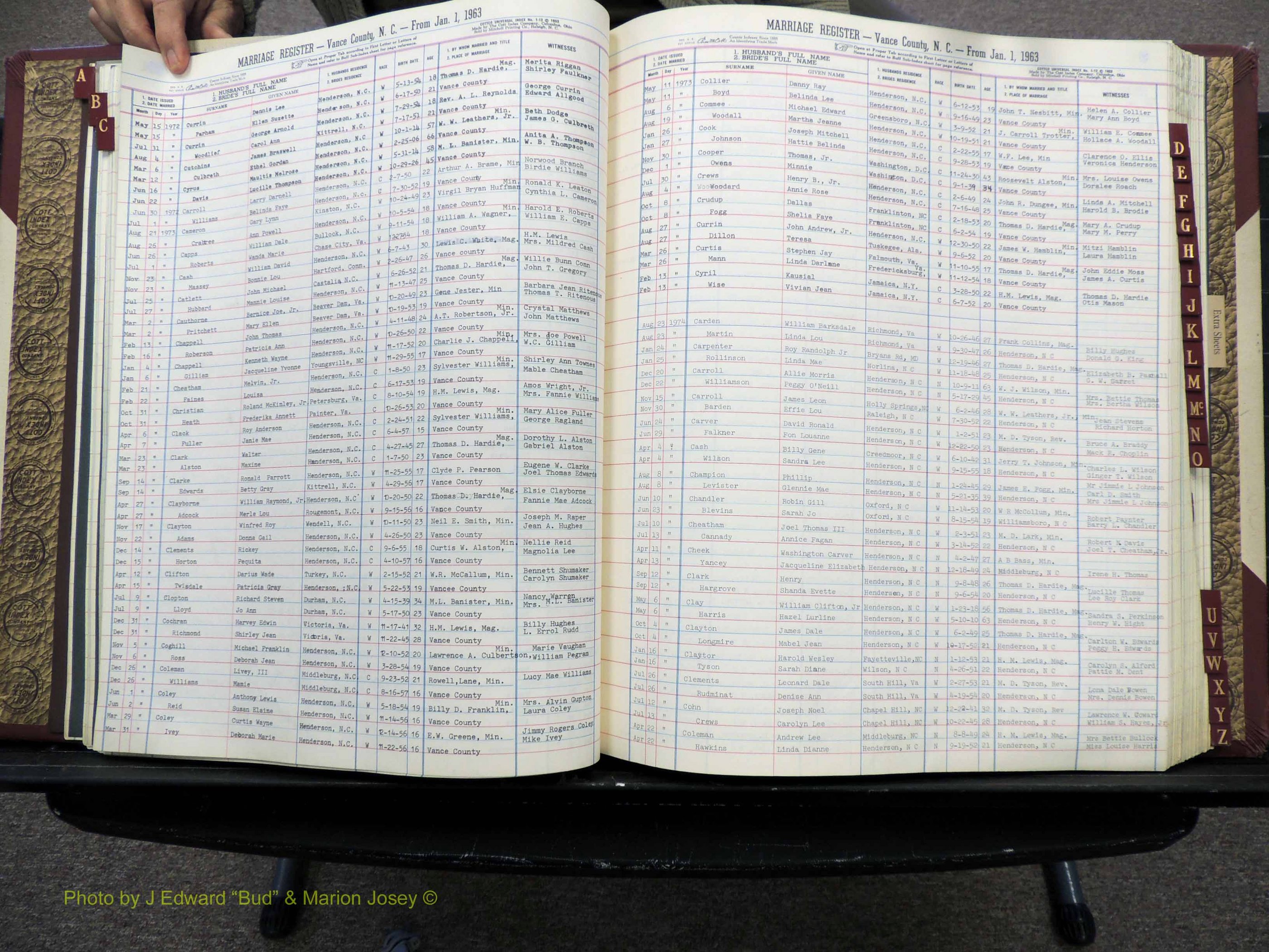 Vance Co, NC, Marriages, A-Z, 1963-1978 (128).JPG