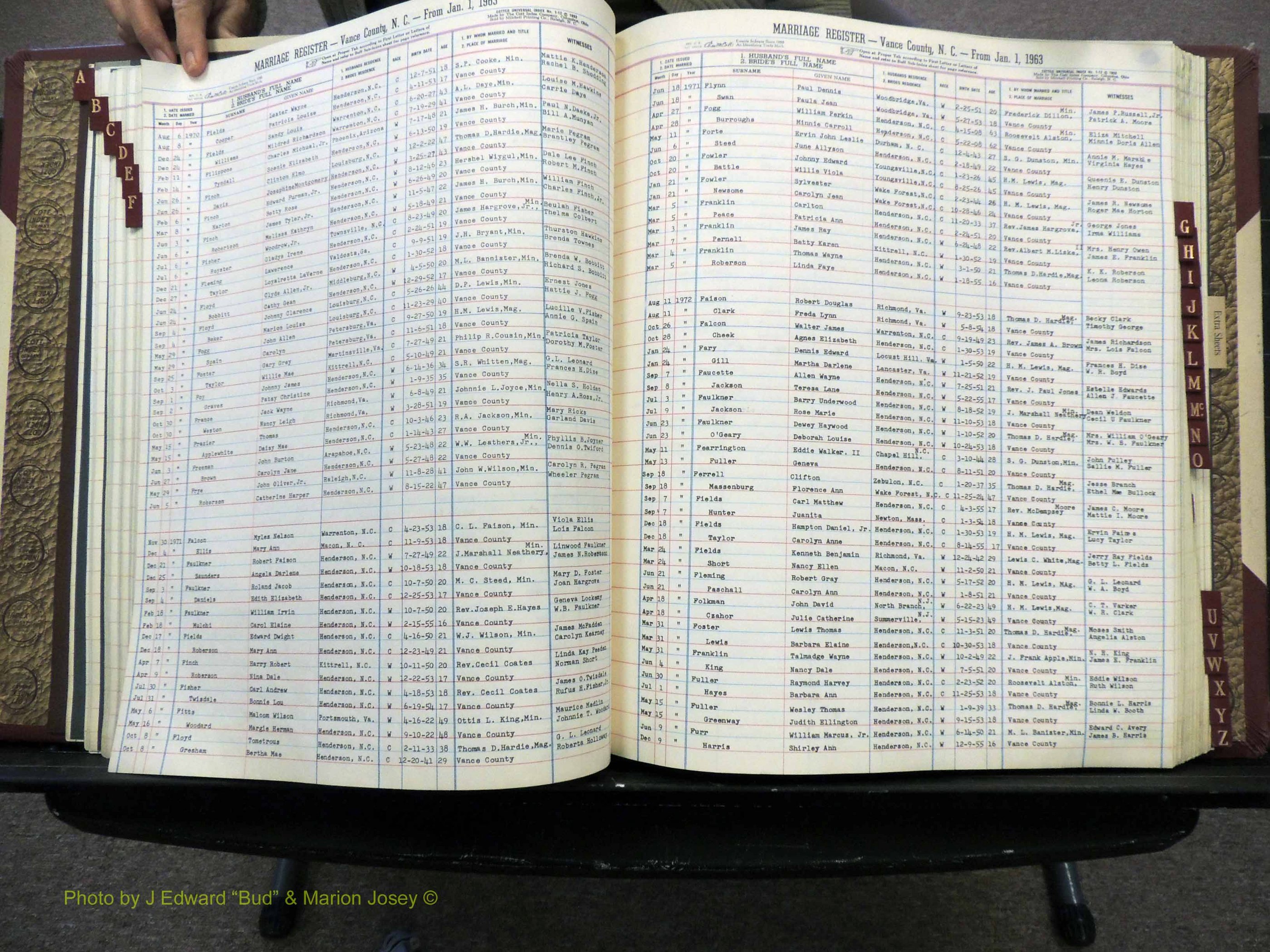 Vance Co, NC, Marriages, A-Z, 1963-1978 (146).JPG