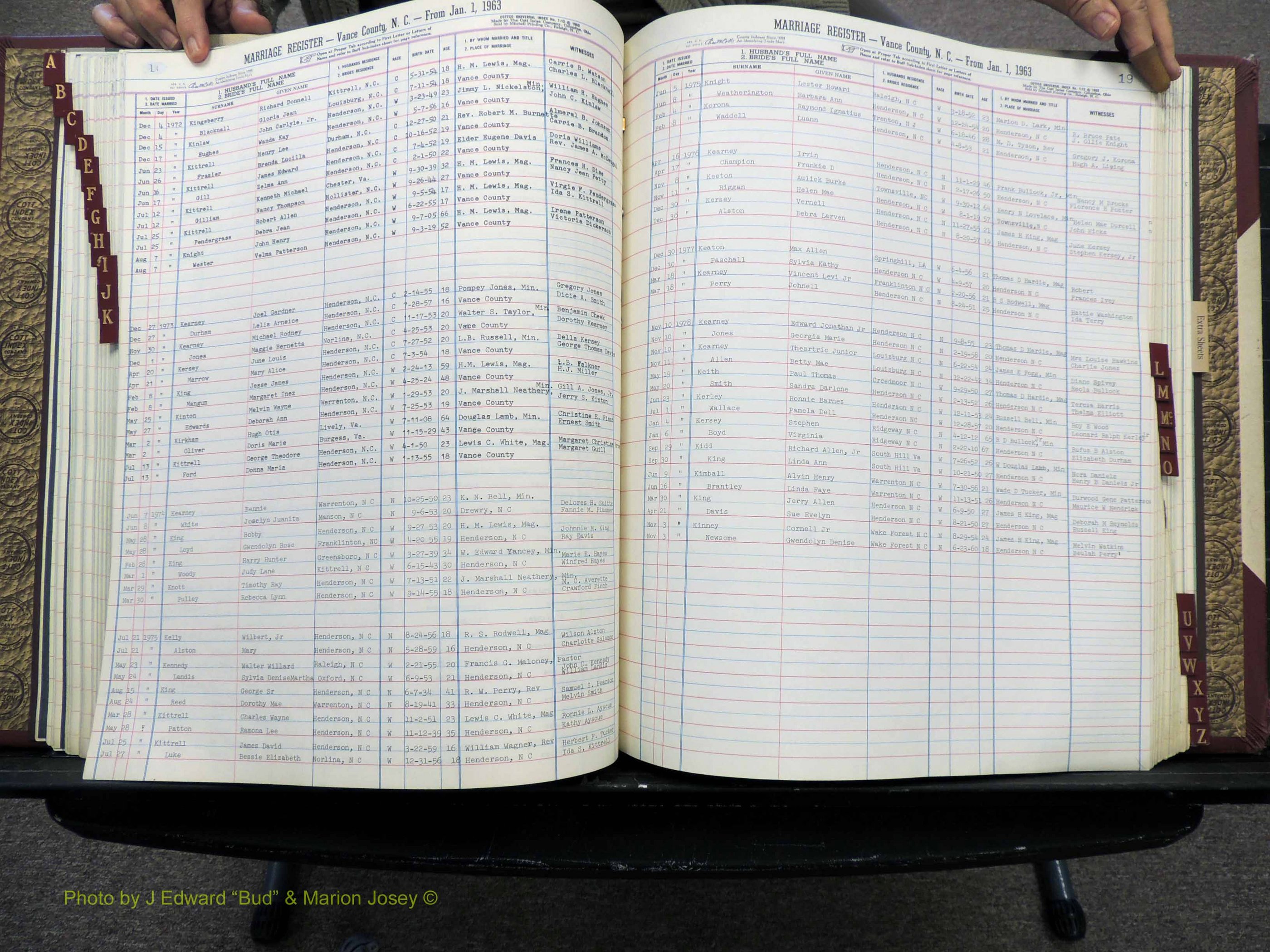 Vance Co, NC, Marriages, A-Z, 1963-1978 (179).JPG