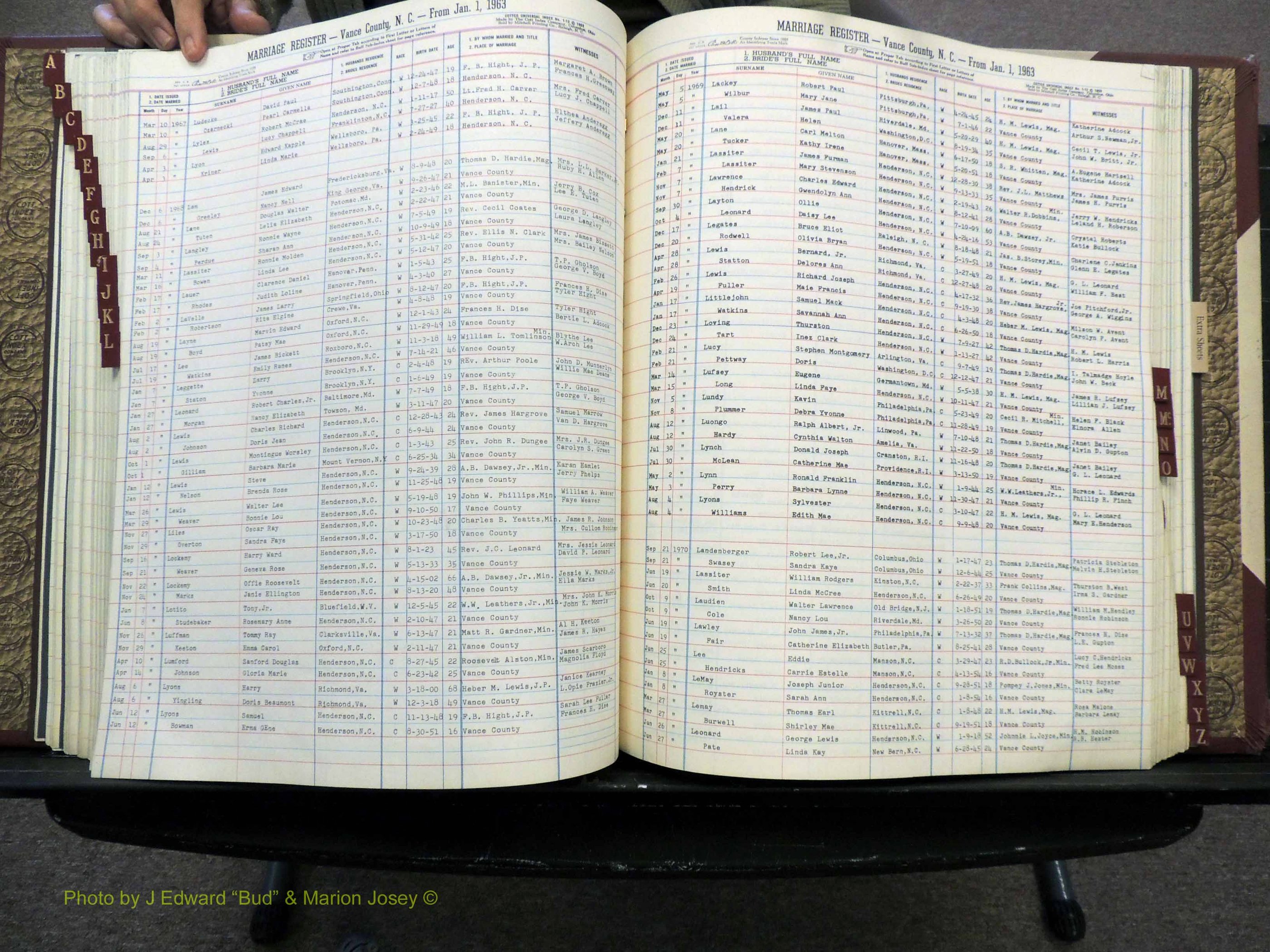 Vance Co, NC, Marriages, A-Z, 1963-1978 (182).JPG