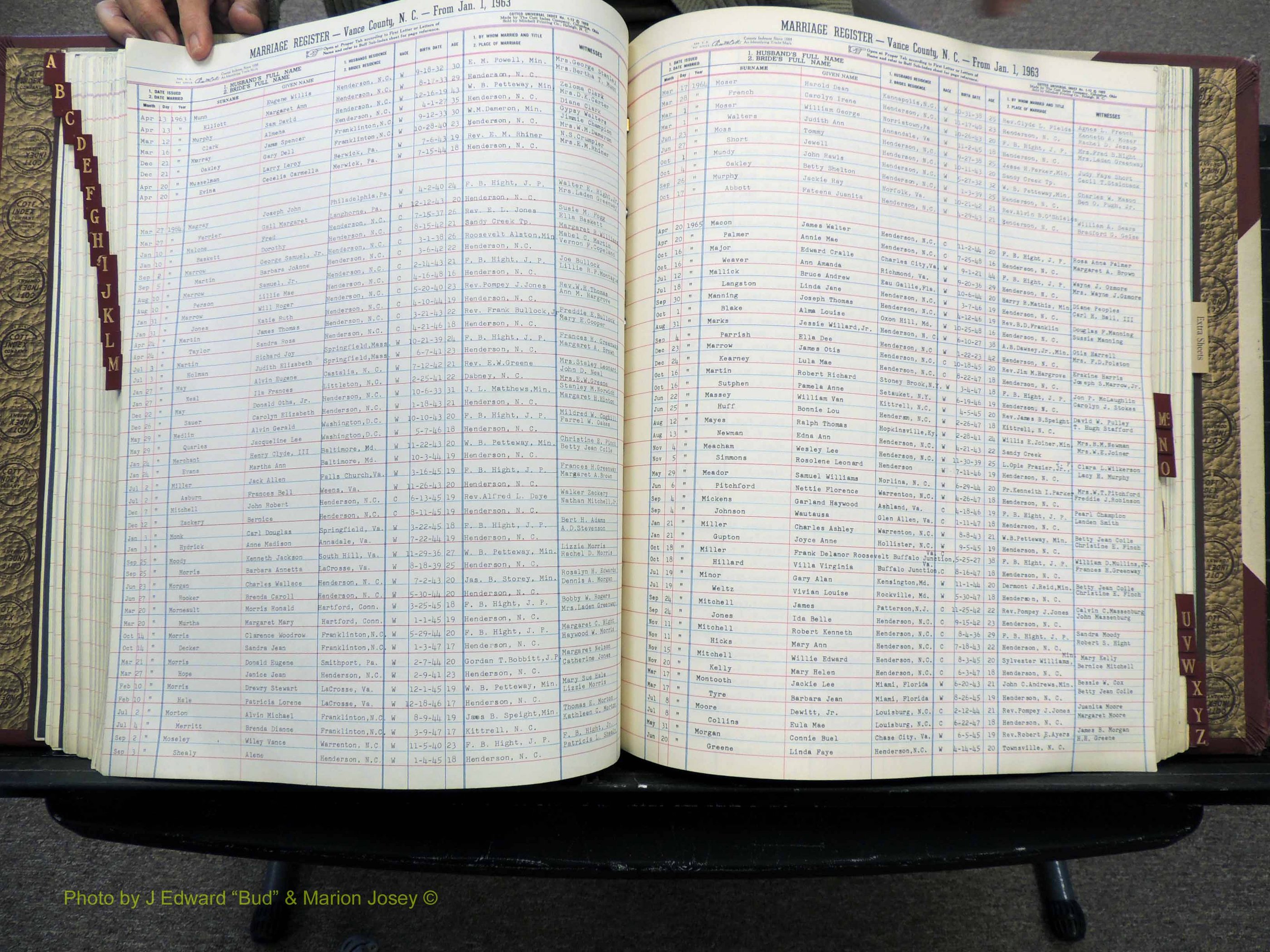 Vance Co, NC, Marriages, A-Z, 1963-1978 (187).JPG