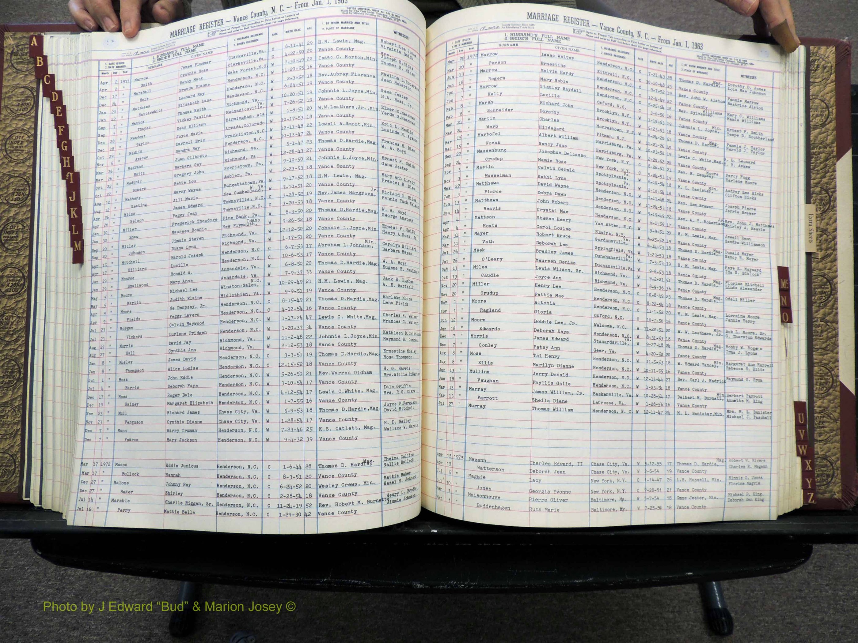 Vance Co, NC, Marriages, A-Z, 1963-1978 (191).JPG