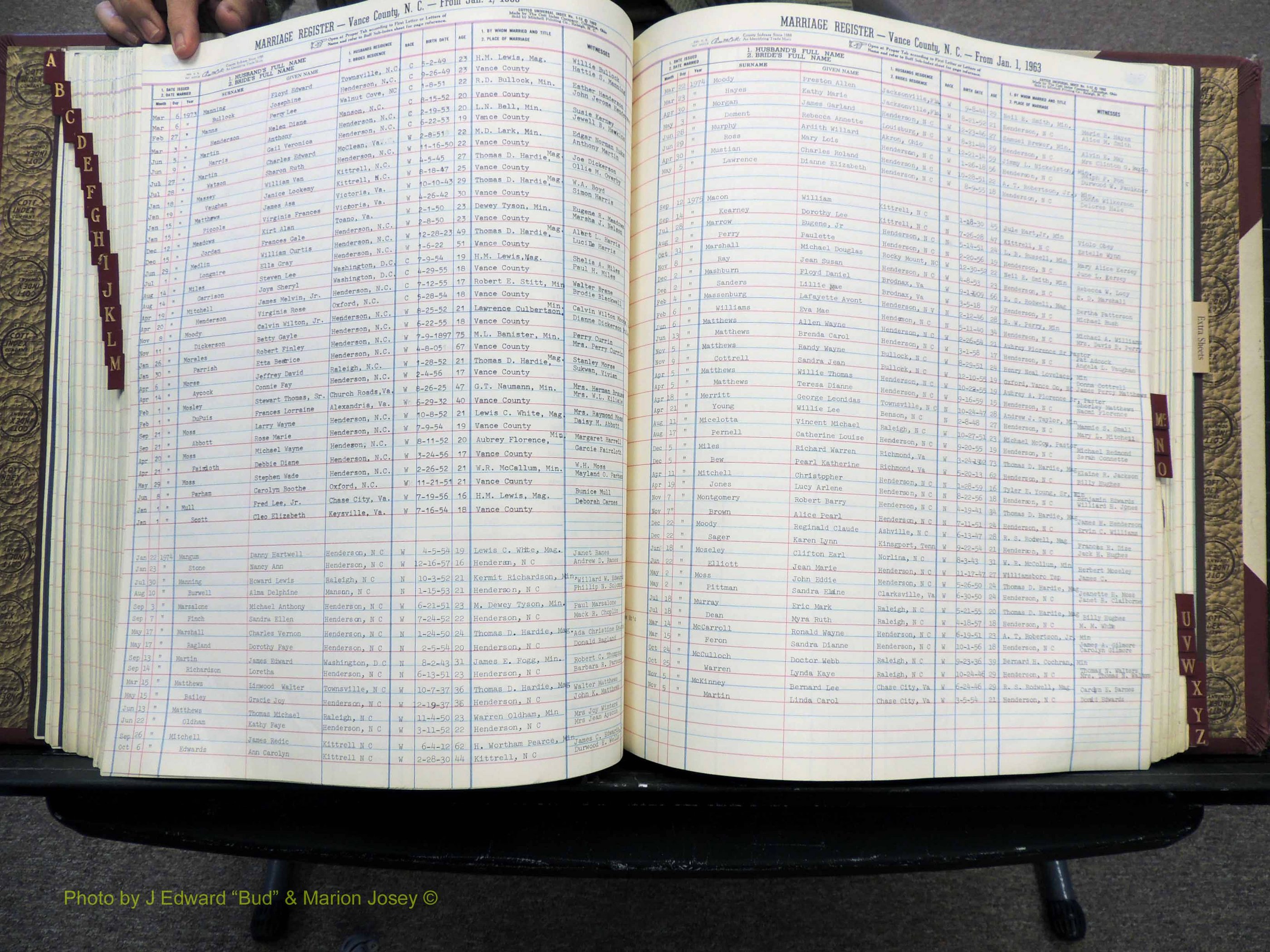 Vance Co, NC, Marriages, A-Z, 1963-1978 (192).JPG