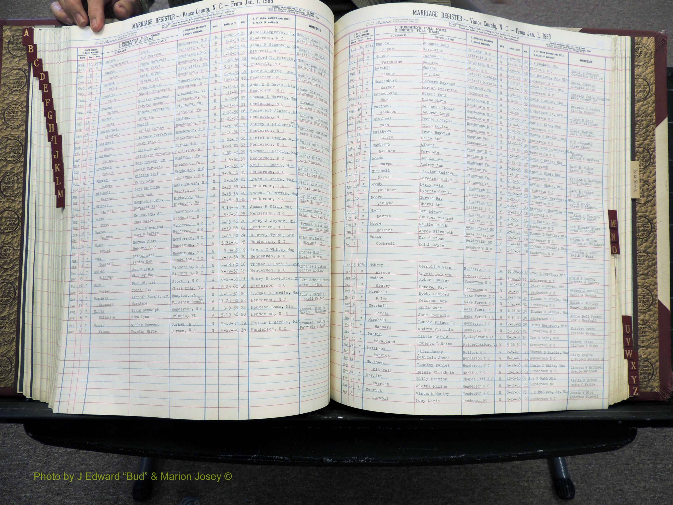 Vance Co, NC, Marriages, A-Z, 1963-1978 (193).JPG
