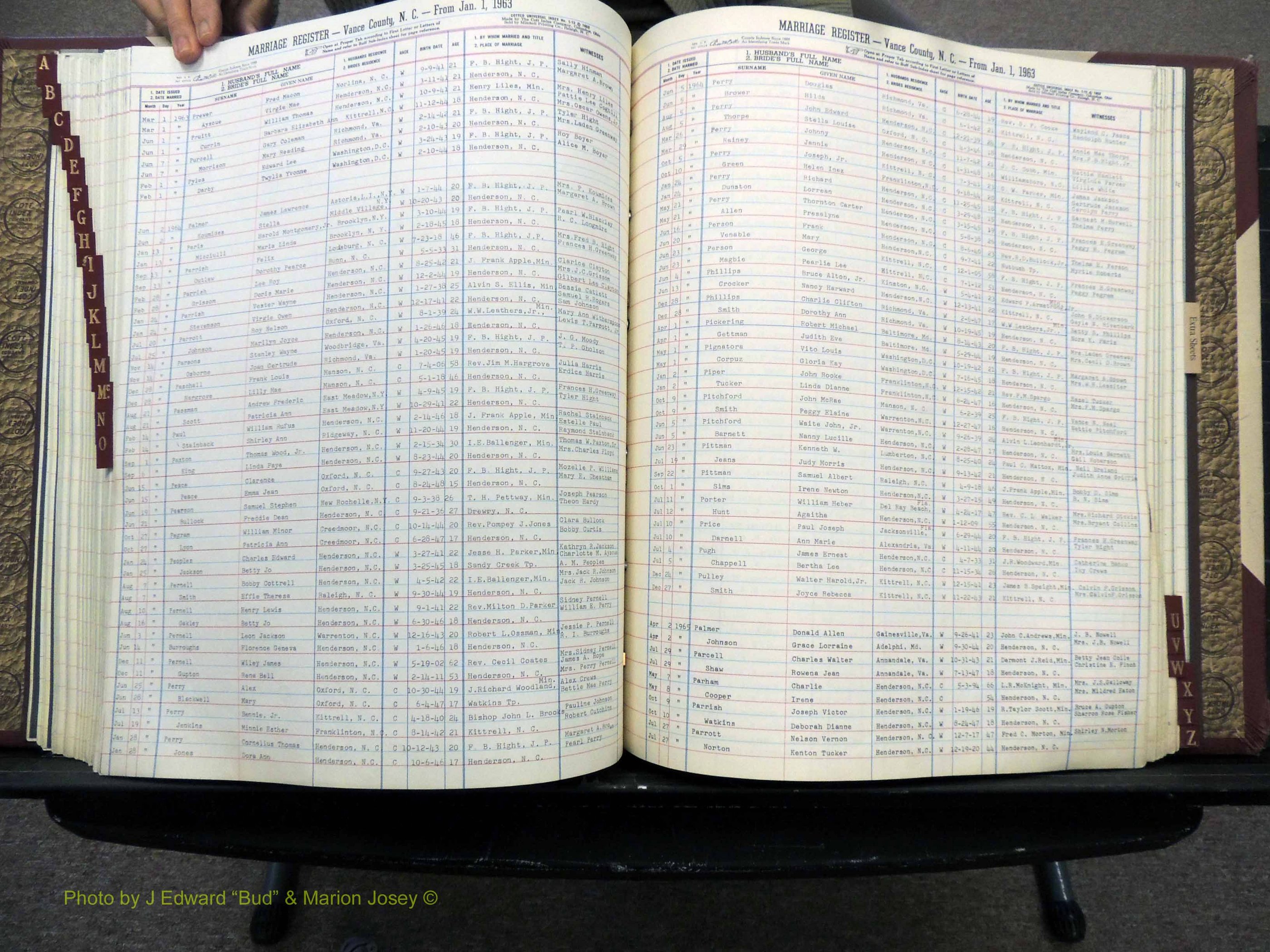 Vance Co, NC, Marriages, A-Z, 1963-1978 (206).JPG