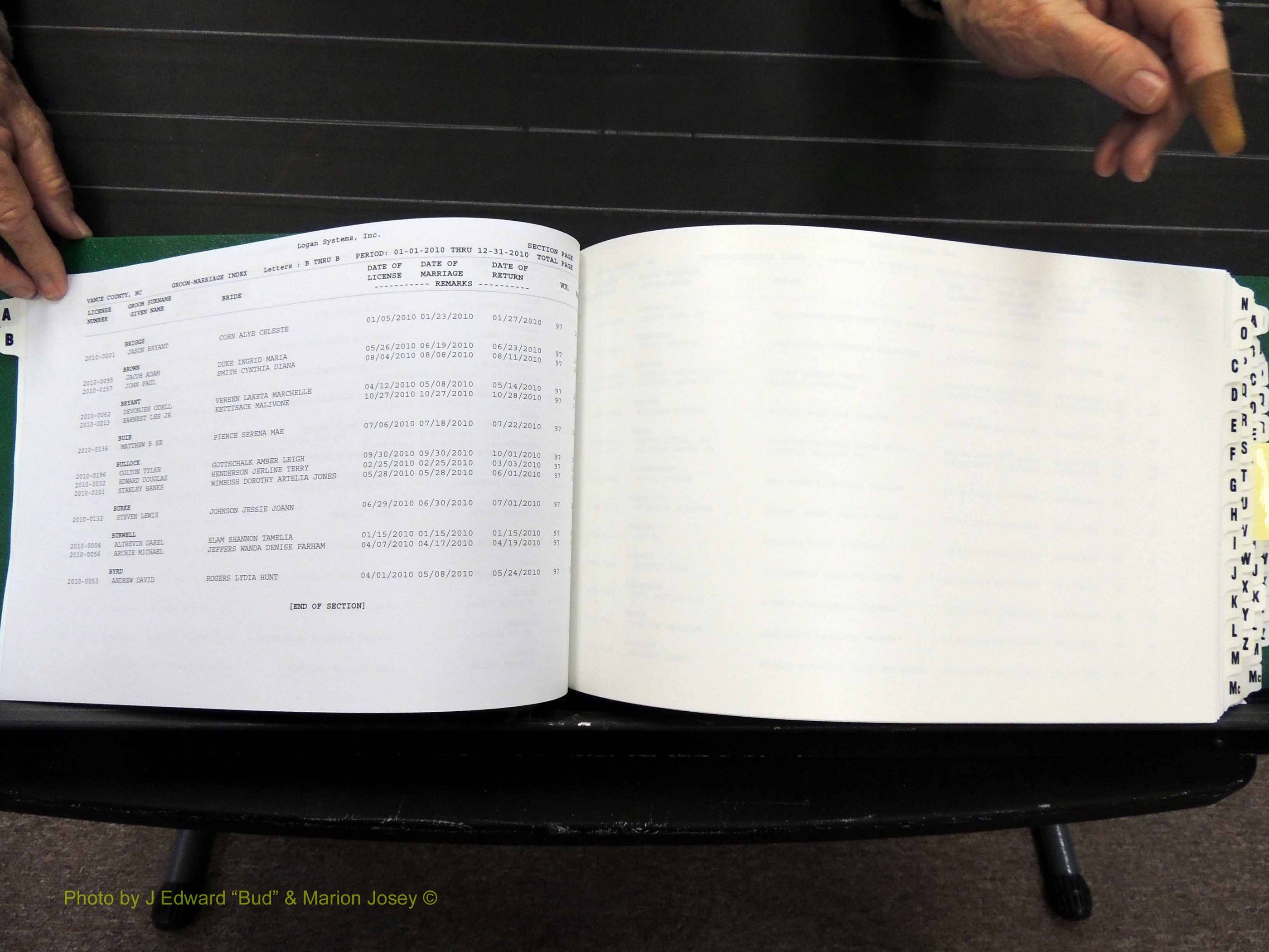 Vance Co, NC, Marriages, A-Z, 2005-2010 (117).JPG