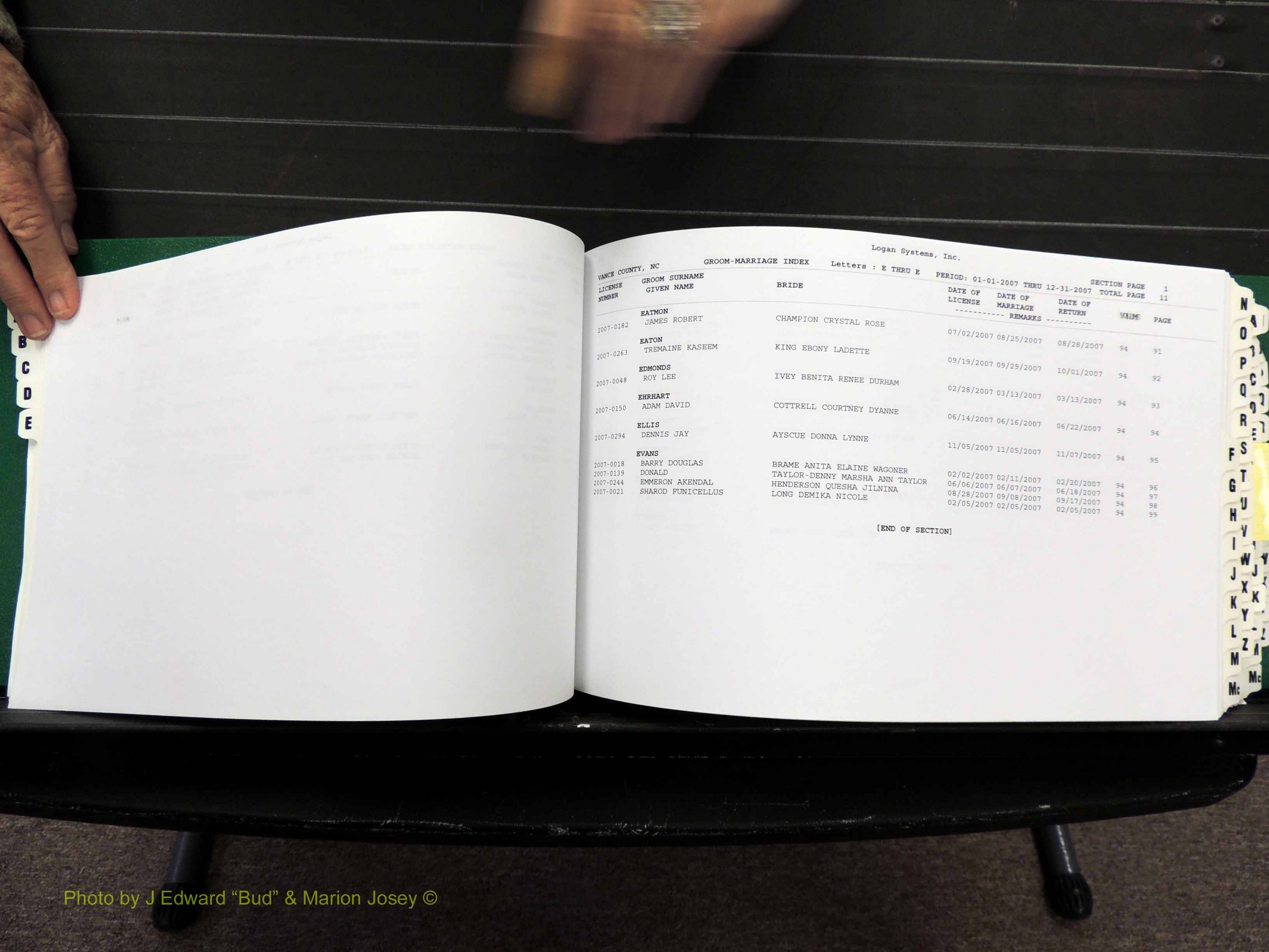 Vance Co, NC, Marriages, A-Z, 2005-2010 (134).JPG