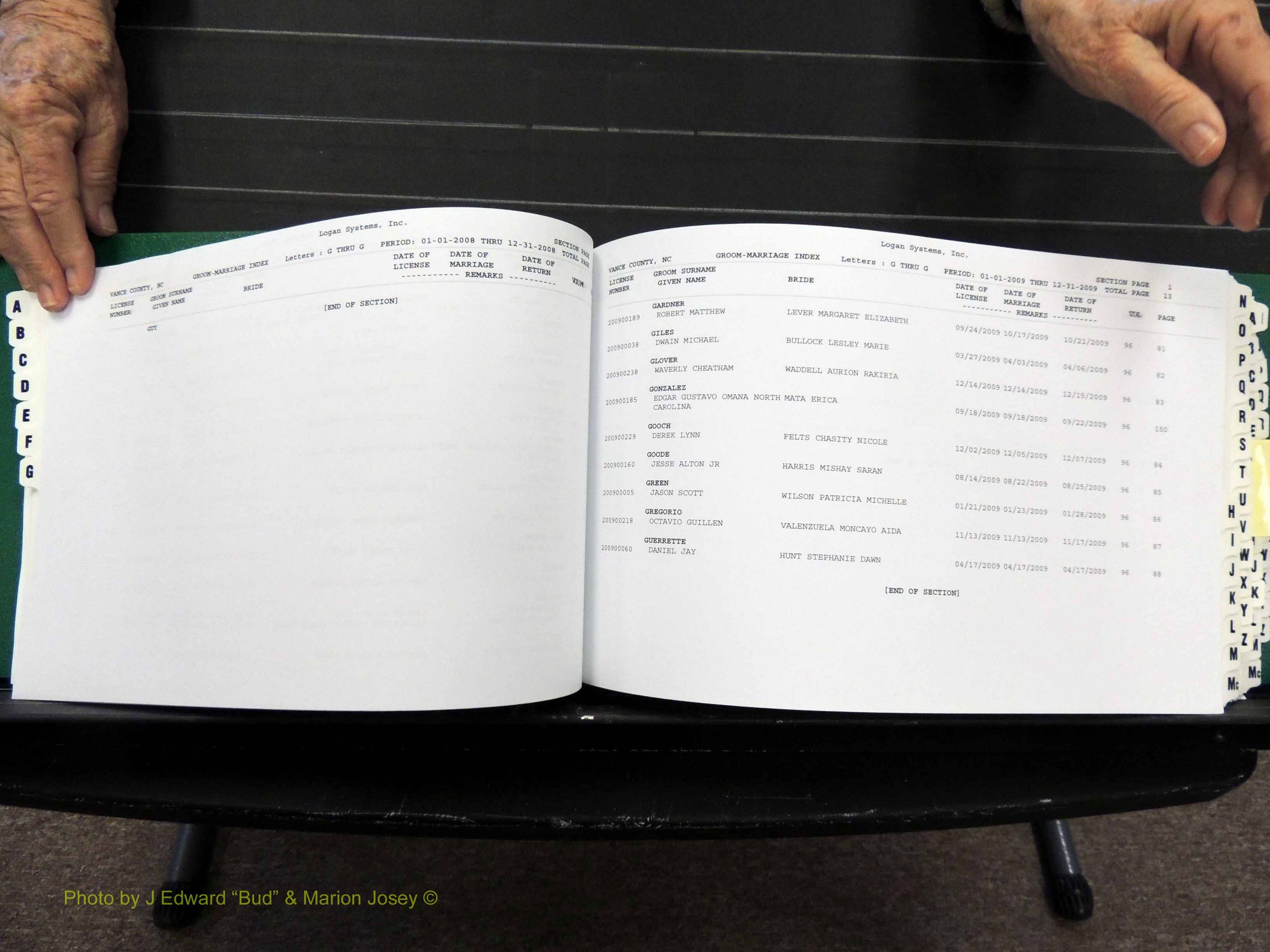 Vance Co, NC, Marriages, A-Z, 2005-2010 (148).JPG