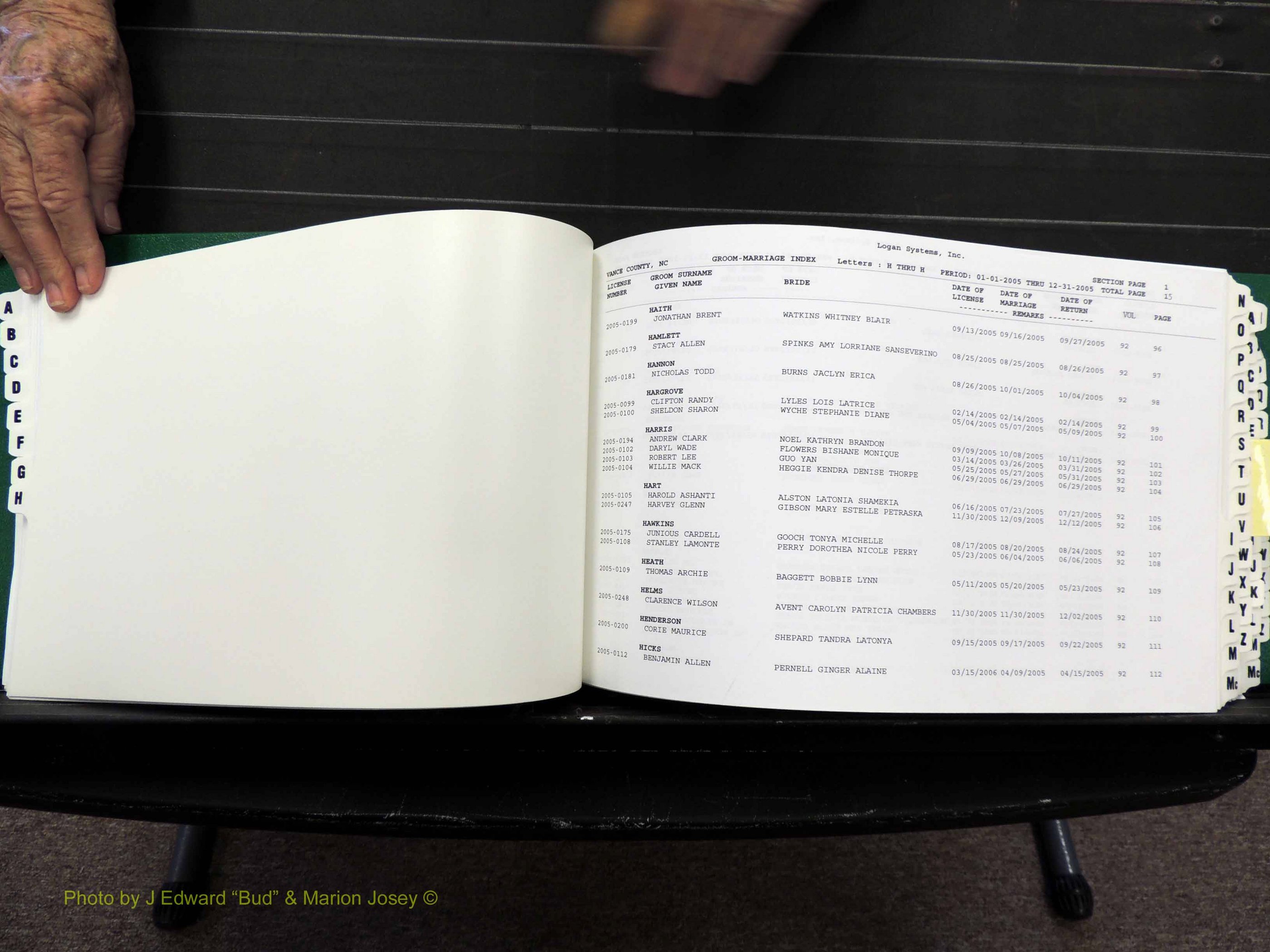 Vance Co, NC, Marriages, A-Z, 2005-2010 (150).JPG