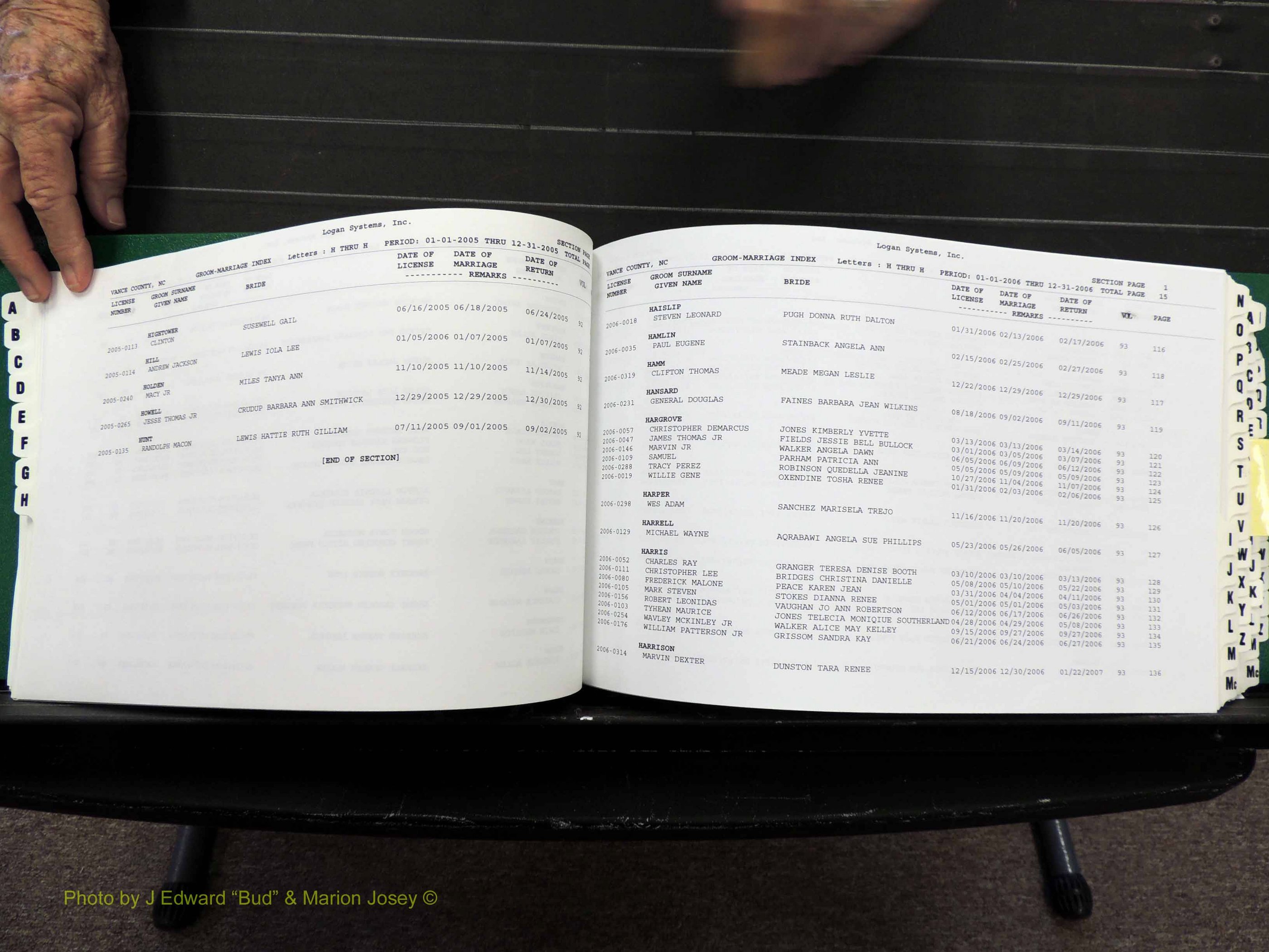 Vance Co, NC, Marriages, A-Z, 2005-2010 (151).JPG