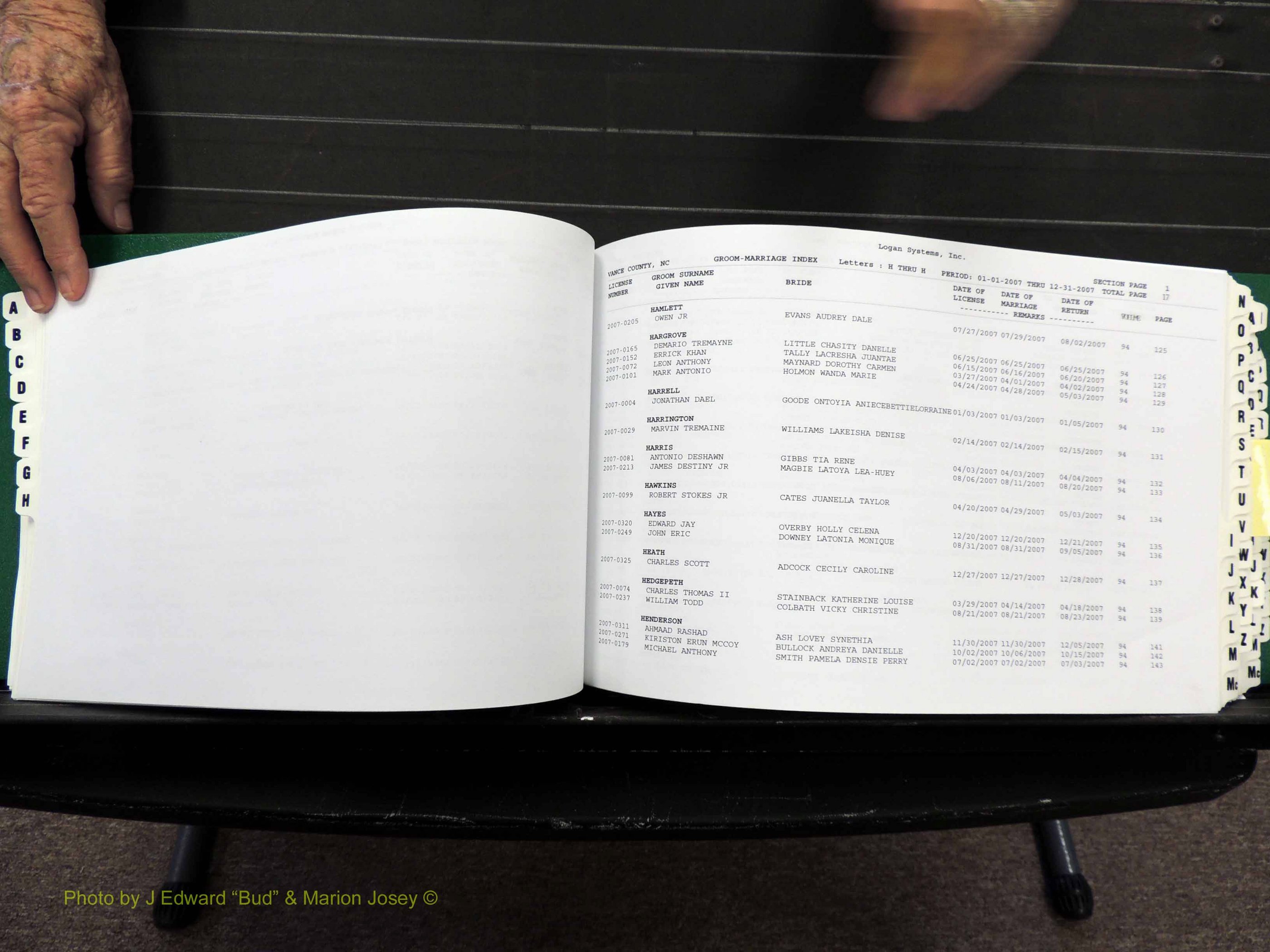 Vance Co, NC, Marriages, A-Z, 2005-2010 (153).JPG