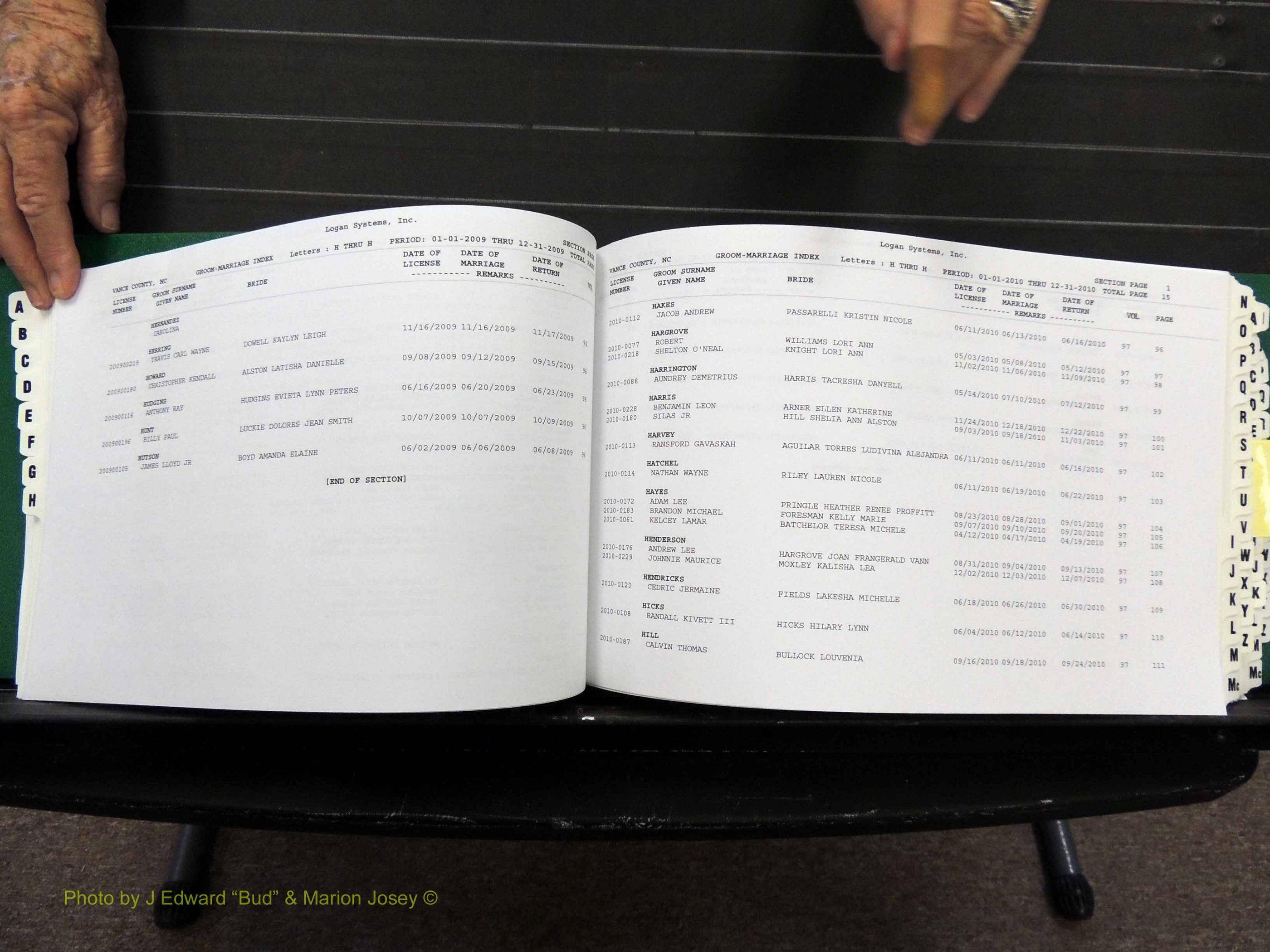 Vance Co, NC, Marriages, A-Z, 2005-2010 (156).JPG