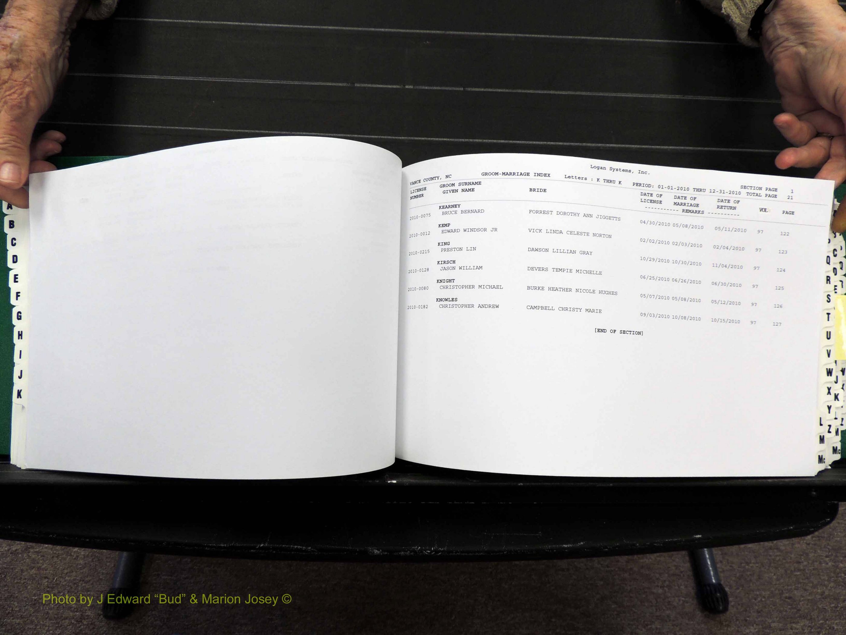 Vance Co, NC, Marriages, A-Z, 2005-2010 (171).JPG