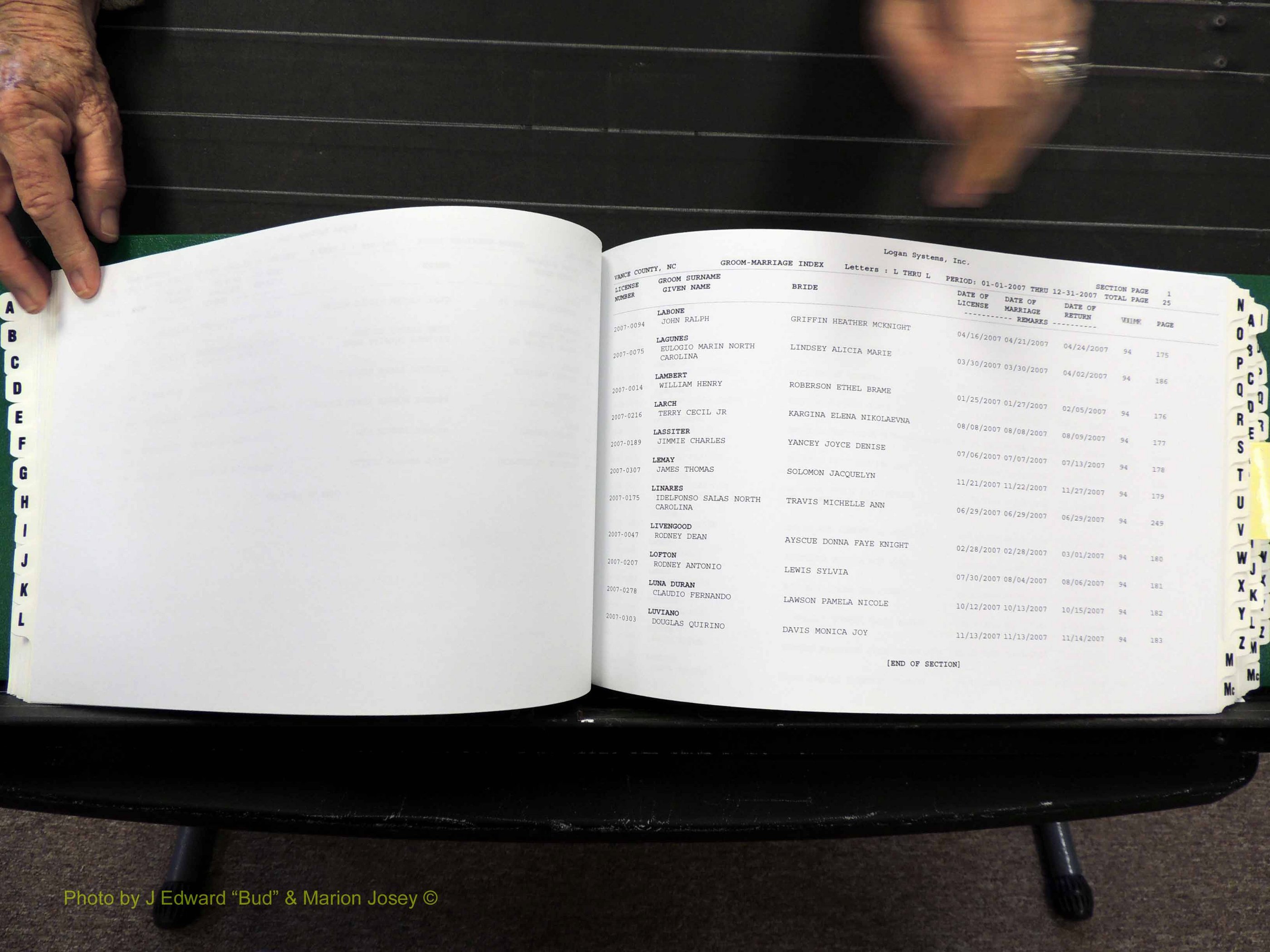 Vance Co, NC, Marriages, A-Z, 2005-2010 (174).JPG